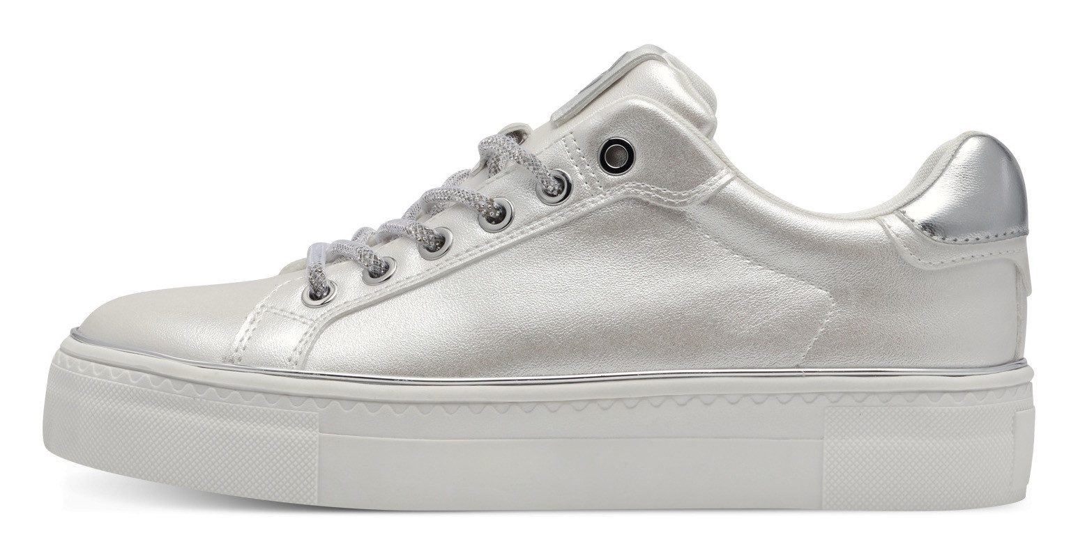 Tamaris Plateausneakers , vrijetijdsschoen, lage schoen, veterschoen, contrastafwerking aan de hak