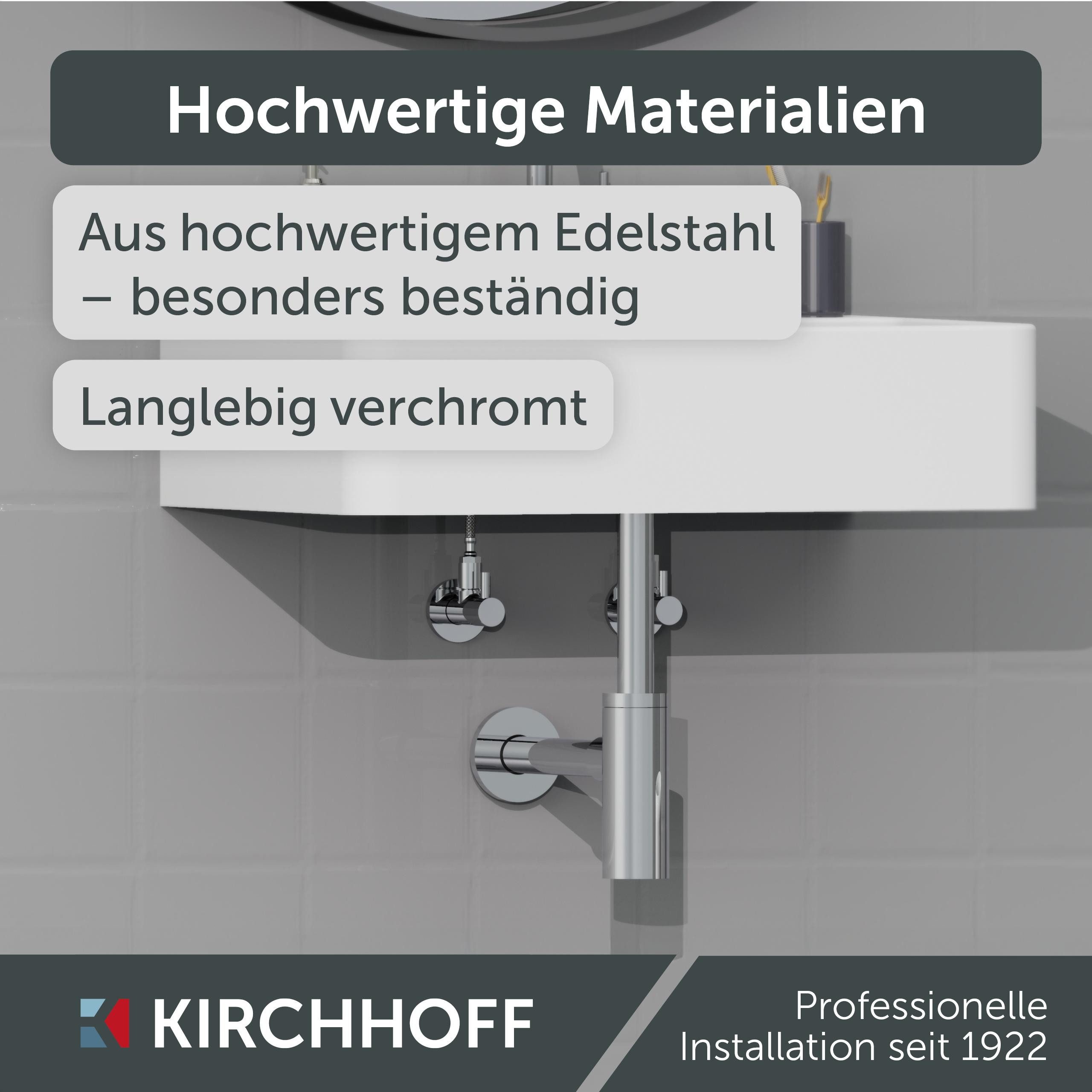 Kirchhoff Sifon Design flesafvoer inclusief reinigingsopening Buisvormige geurafsluiter voor wastafels/wasbakken