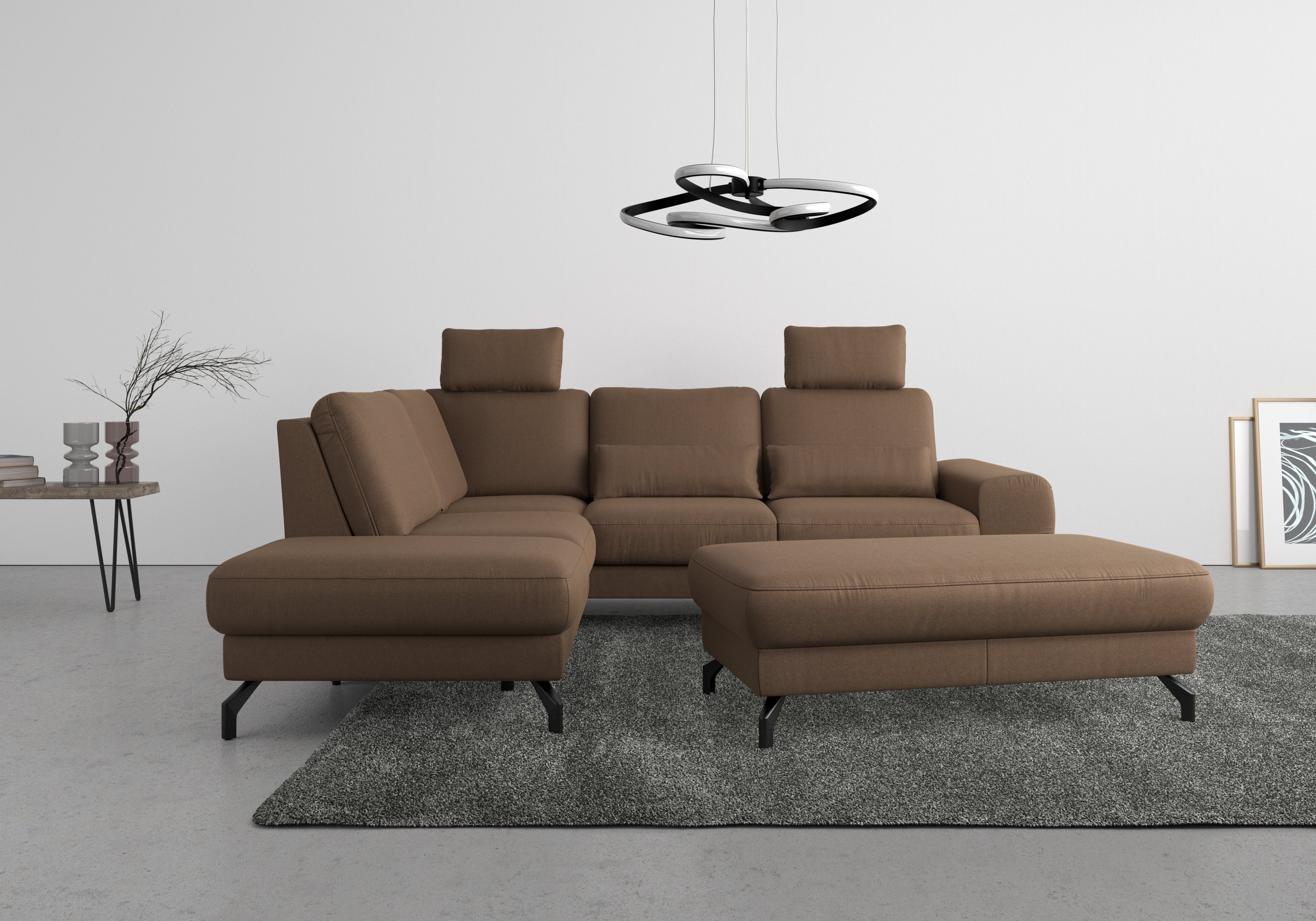 sit&more Hoekbank Cinturo L-vorm inclusief zitdiepteverstelling en binnenvering, zithoogte 45 cm , hoekbanken, Ottomane links