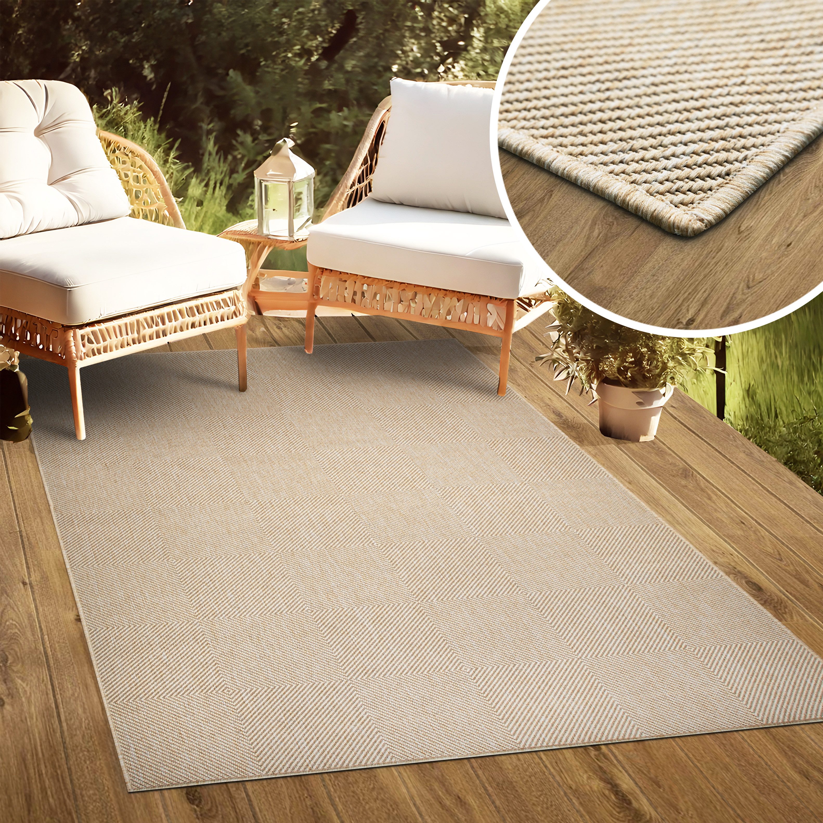 my home Vloerkleed Anna is ook als loper verkrijgbaar Geschikt voor binnen en buiten, sisal-look, weerbestendig & uv-bestendig