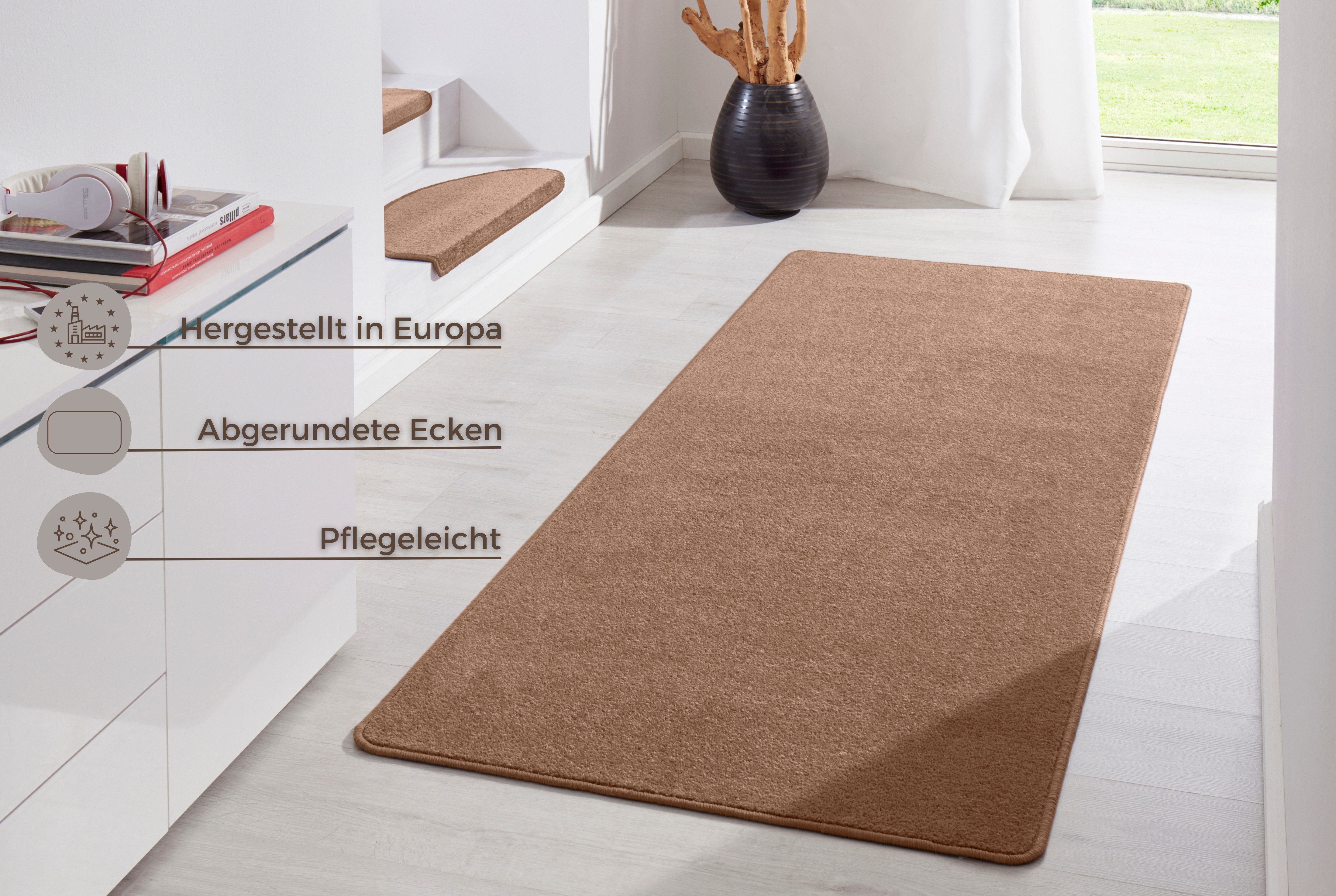 HANSE Home Vloerkleed Fancy Kortpolig, loper, effen, geketteld, woonkamer, slaapkamer, eetkamer