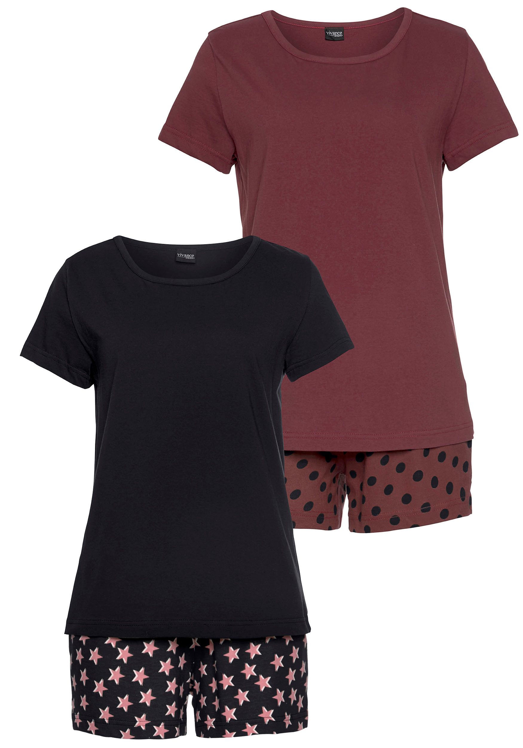 Vivance Dreams Shortama met sterrenprint (4-delig, Set van 2)