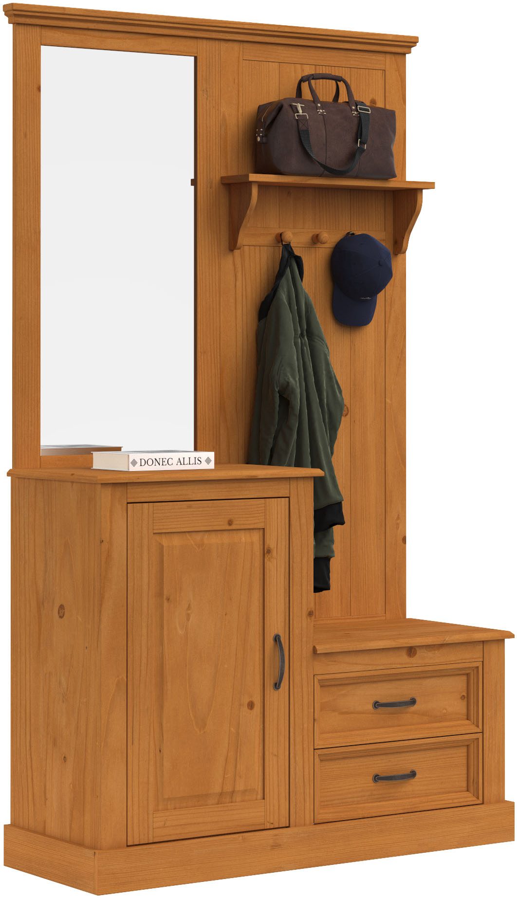 Home affaire Kledingkast Selma Compacte garderobe, met spiegel, haken en hoedplank, breedte 110 cm