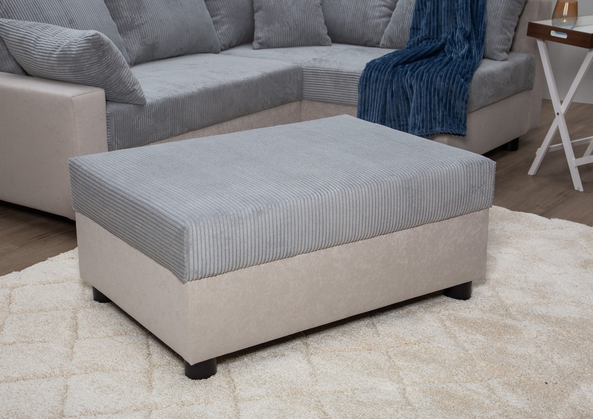 COLLECTION AB Hocker Parma Vrij te plaatsen, comfortabele bonellfeder, individueel combineerbaar hockers maat Cord-microvezel grijs