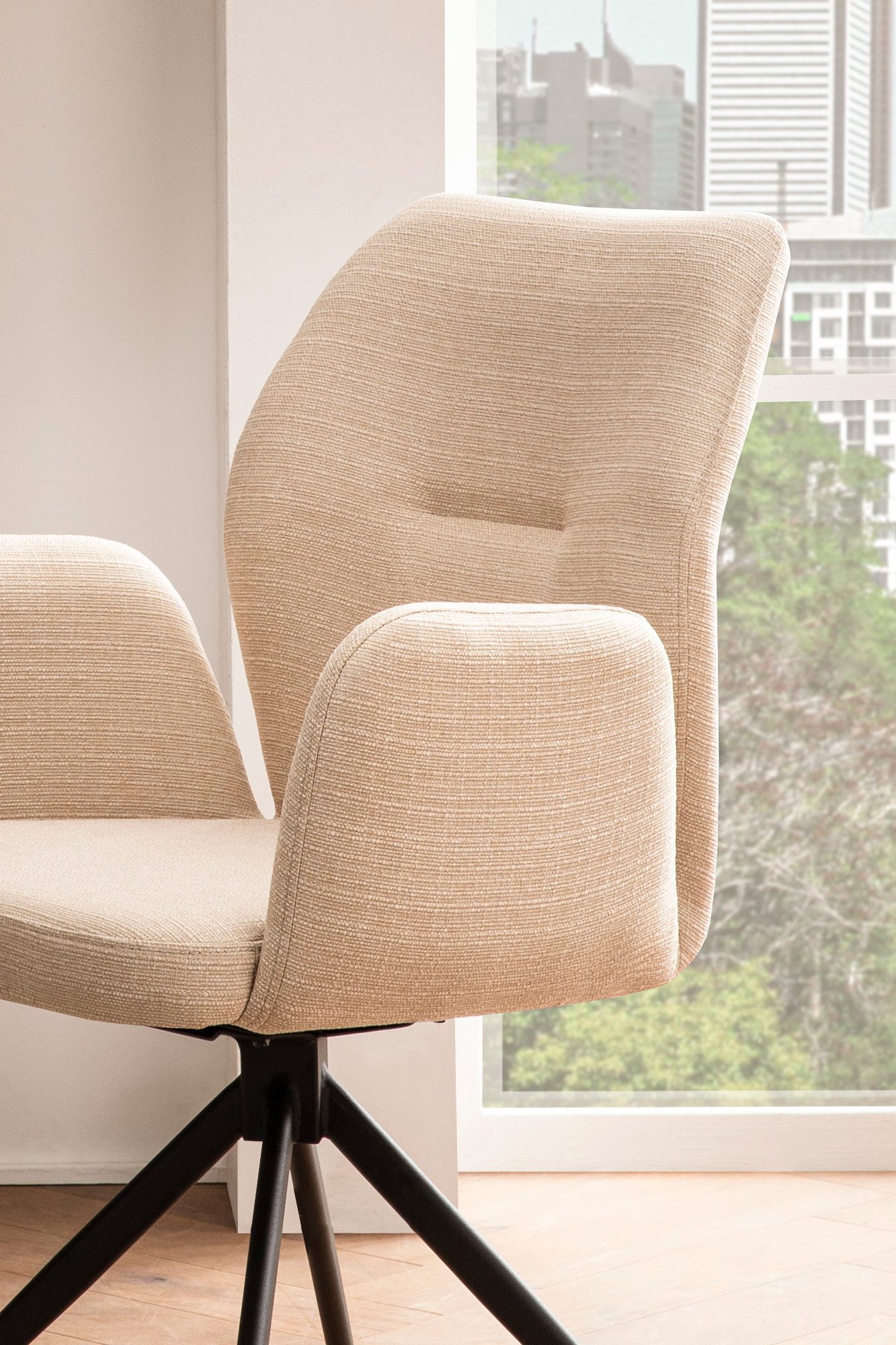SalesFever Eetkamerstoel Taormina armstoel, frame zwart Eetkamerstoel met 180° draaifunctie (1 stuk)