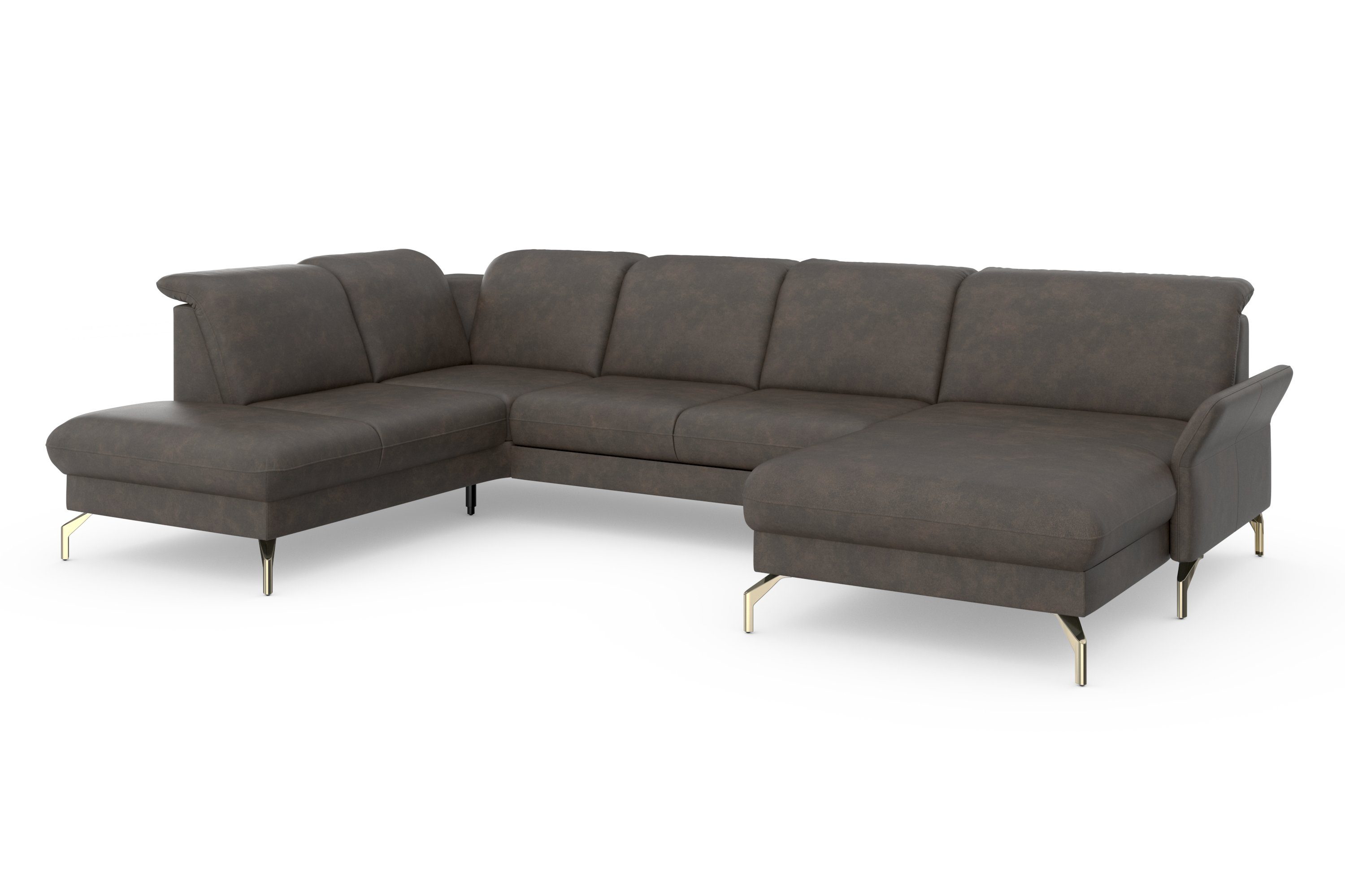 sit&more Zithoek Fashion U-vorm naar keuze met verstelbare hoofdsteun, uittrekzitting, motorisch, nikkel poten