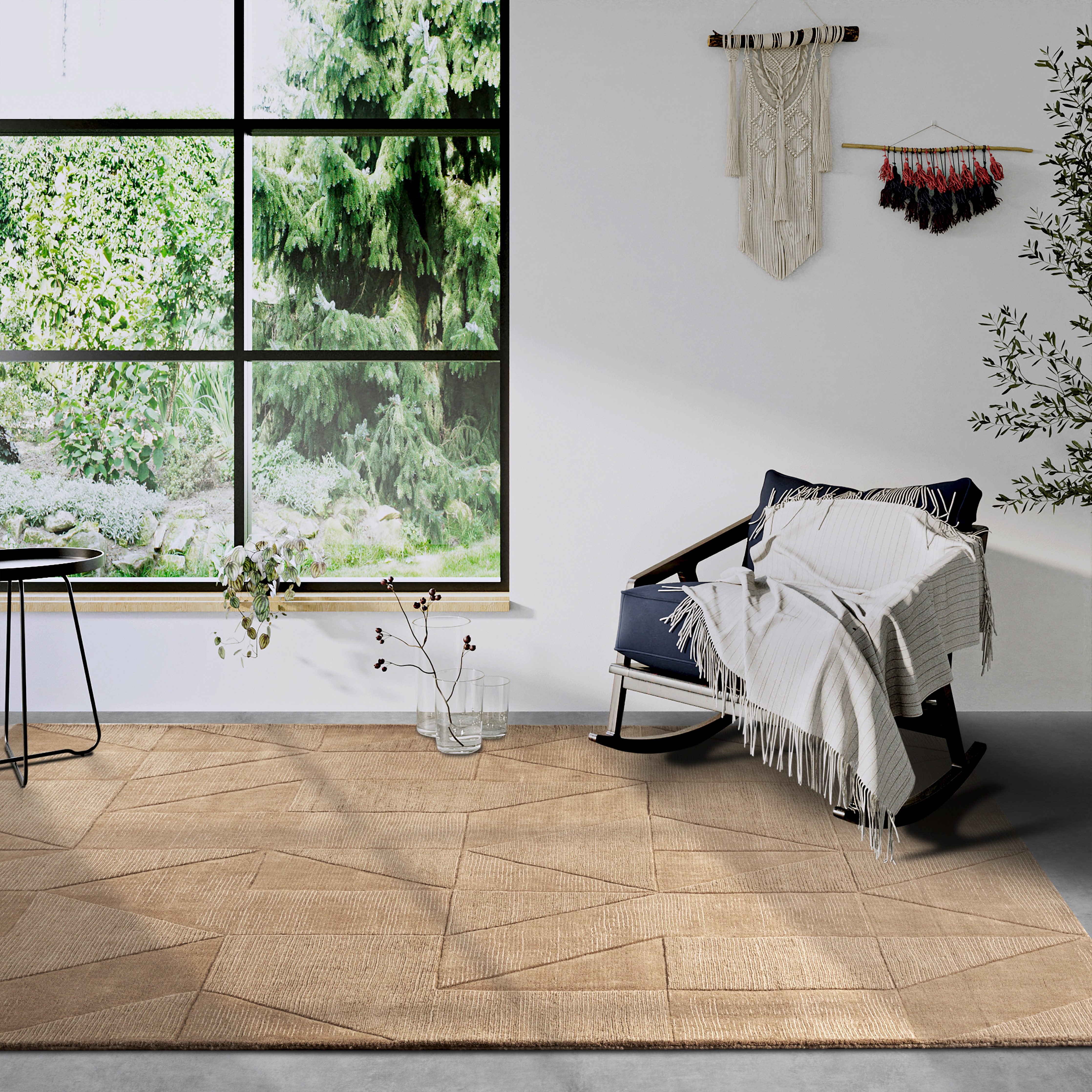 Villeroy & Boch Wollen kleed Ursule Loper, handgeweven, wol, natuur, woonkamer, geometrie, boho