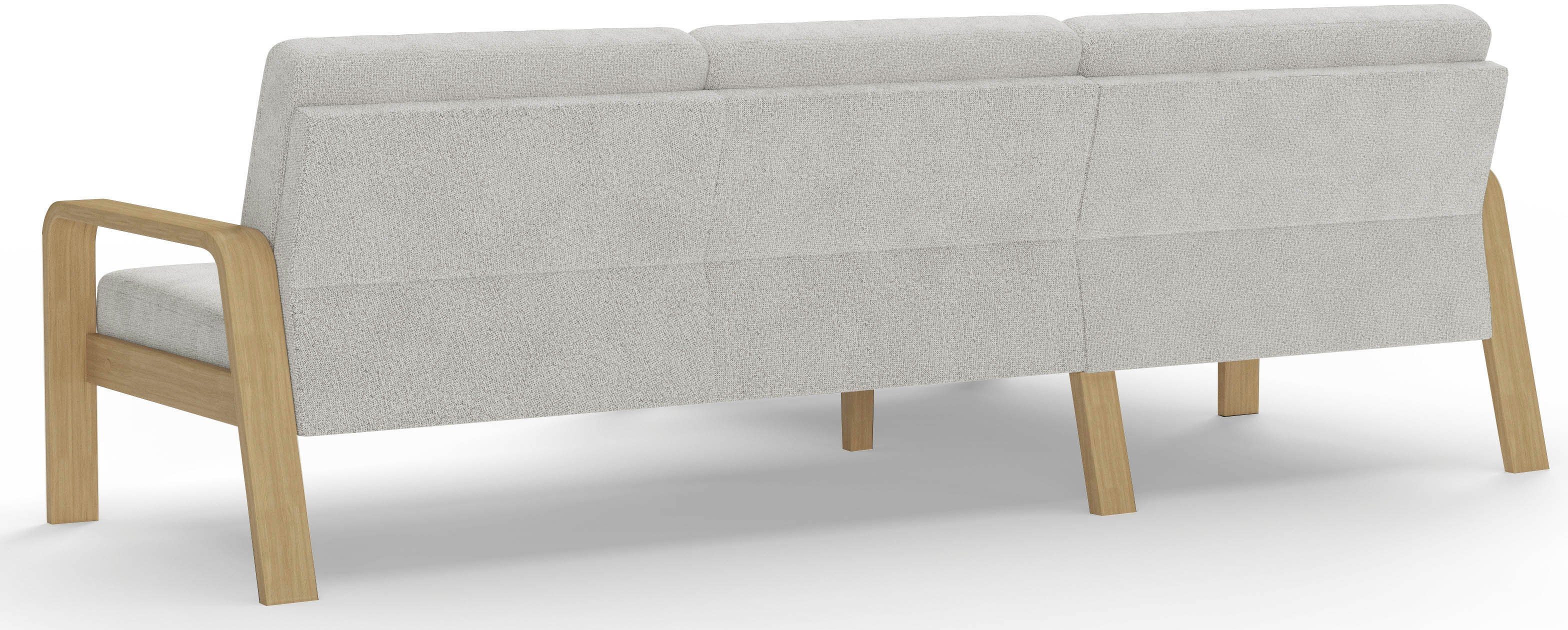 sit&more Hoekbank Kolding L-vorm Armleuningen van natuurlijk beukenhout, verschillende bekledingen en kleuren