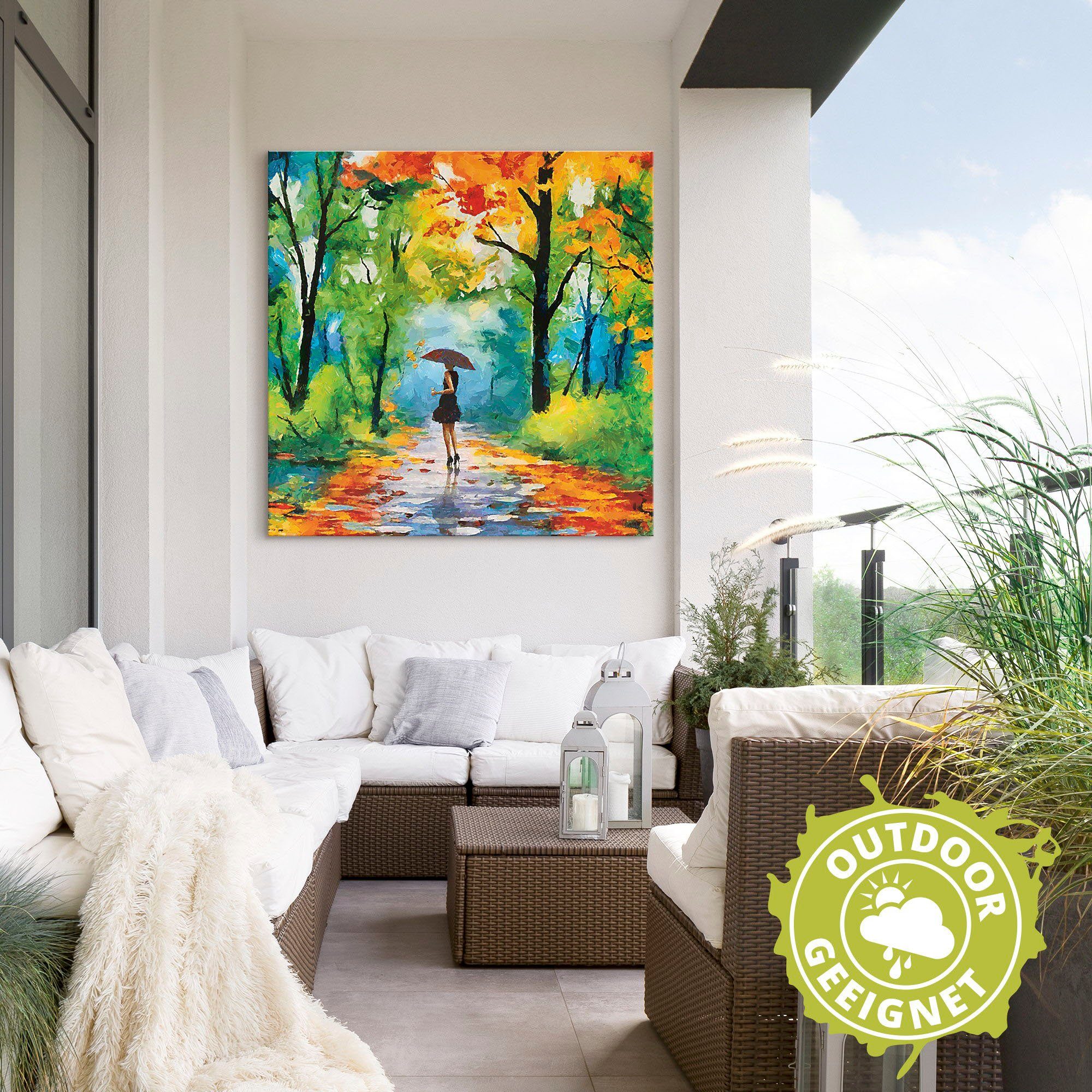 Artland Artprint Herfstige wandeling in het park als artprint van aluminium, artprint voor buiten, artprint op linnen, poster, muursticker
