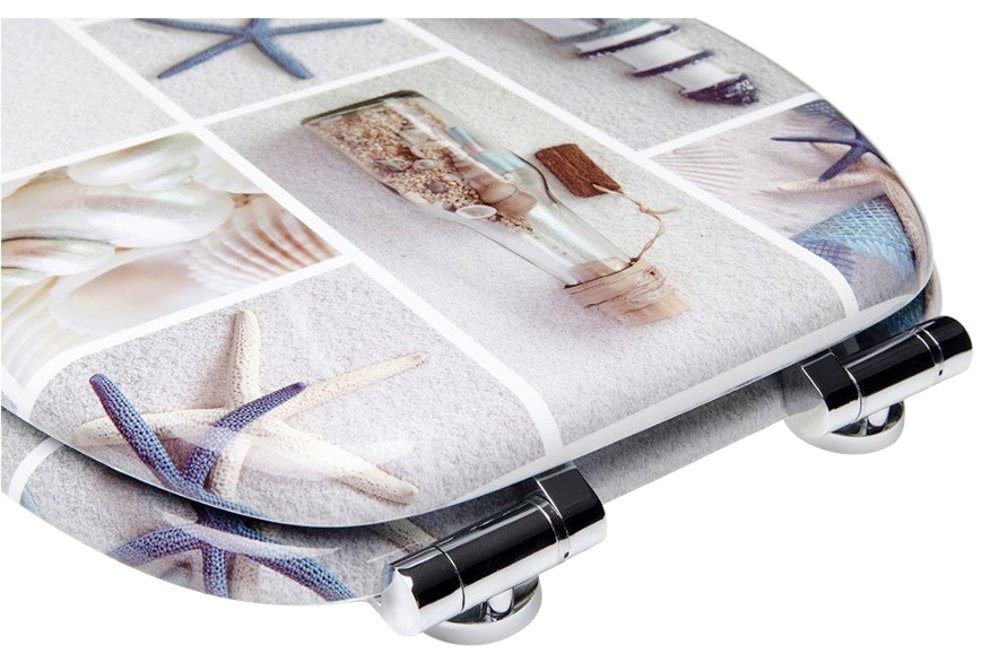 Sanilo Set badkameraccessoires ZEEBRIES bestaand uit toiletzitting, badmat en wastafelplug (complete set, 3-delig)