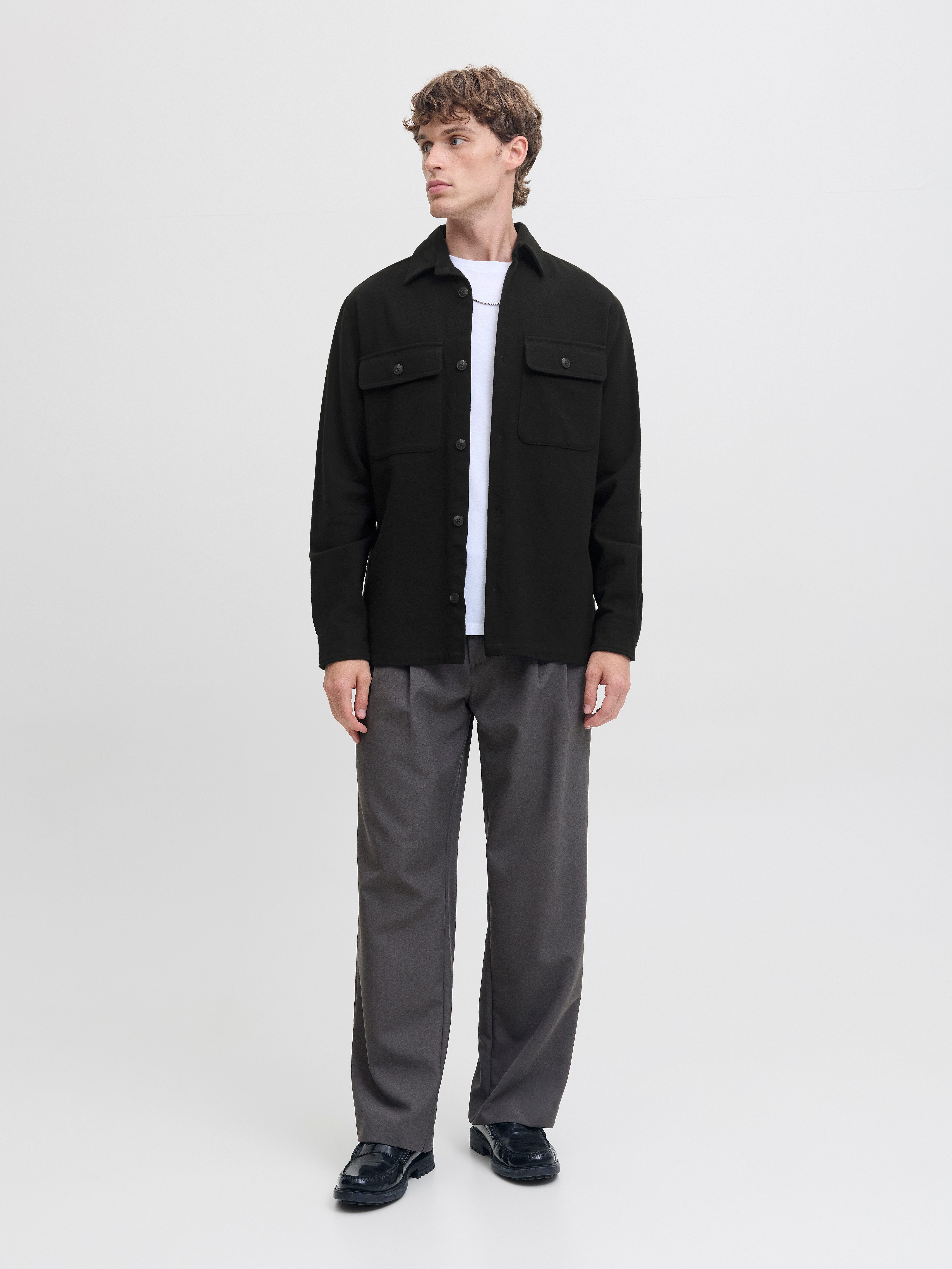 Jack & Jones Overhemd met lange mouwen JPRRAYLE MELANGE SOLID L/S OVERSHIRT SN