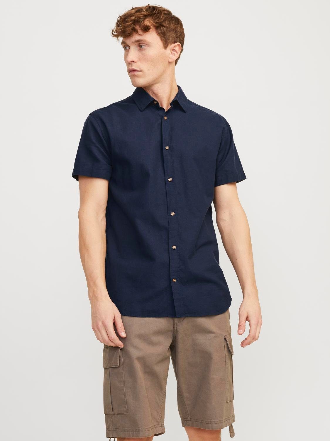 Jack & Jones Overhemd met korte mouwen JJESUMMER LINEN BLEND SHIRT SS SN