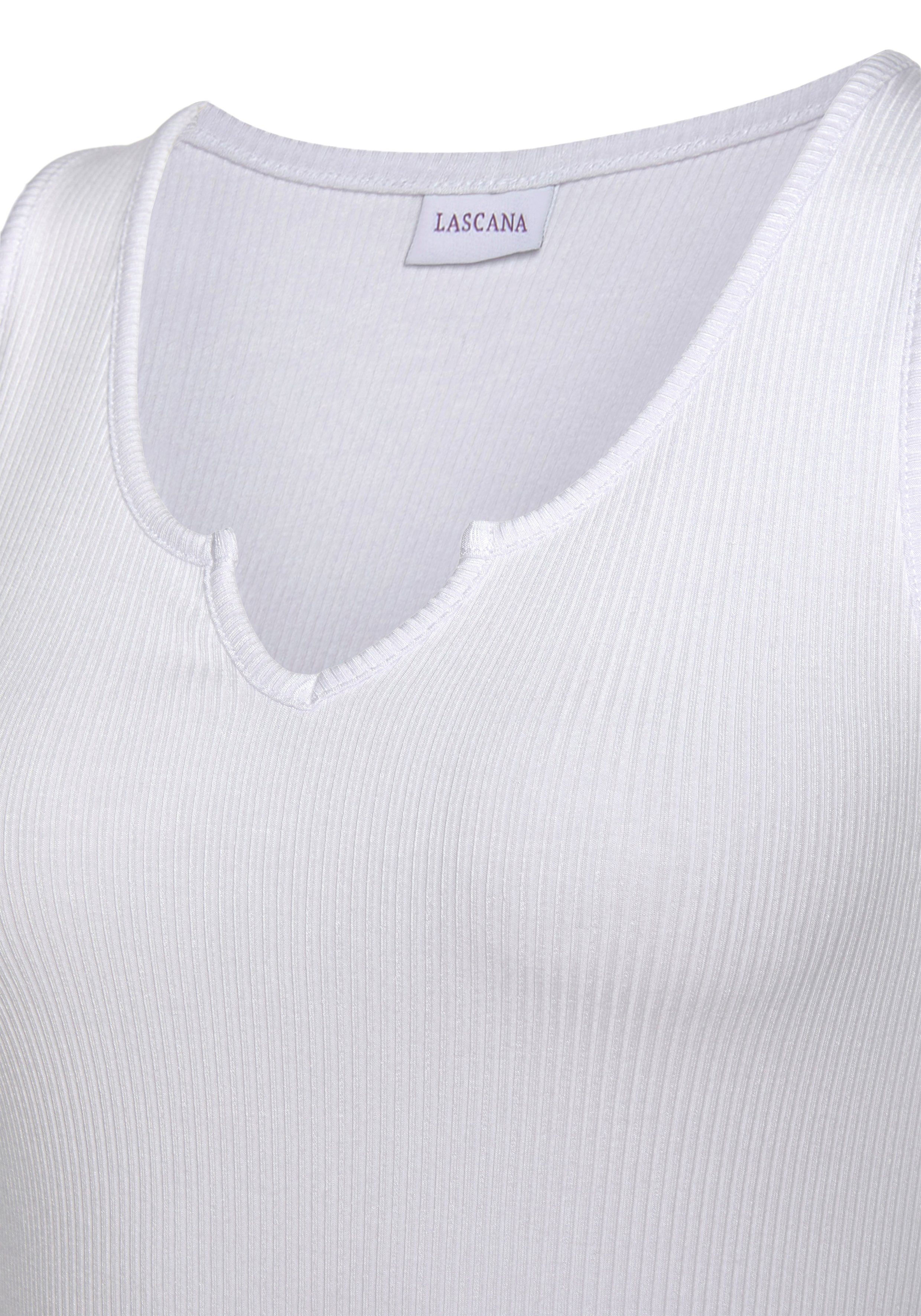 Lascana Geribde tanktop met klein v-hals, figuurvormend dametop, basic