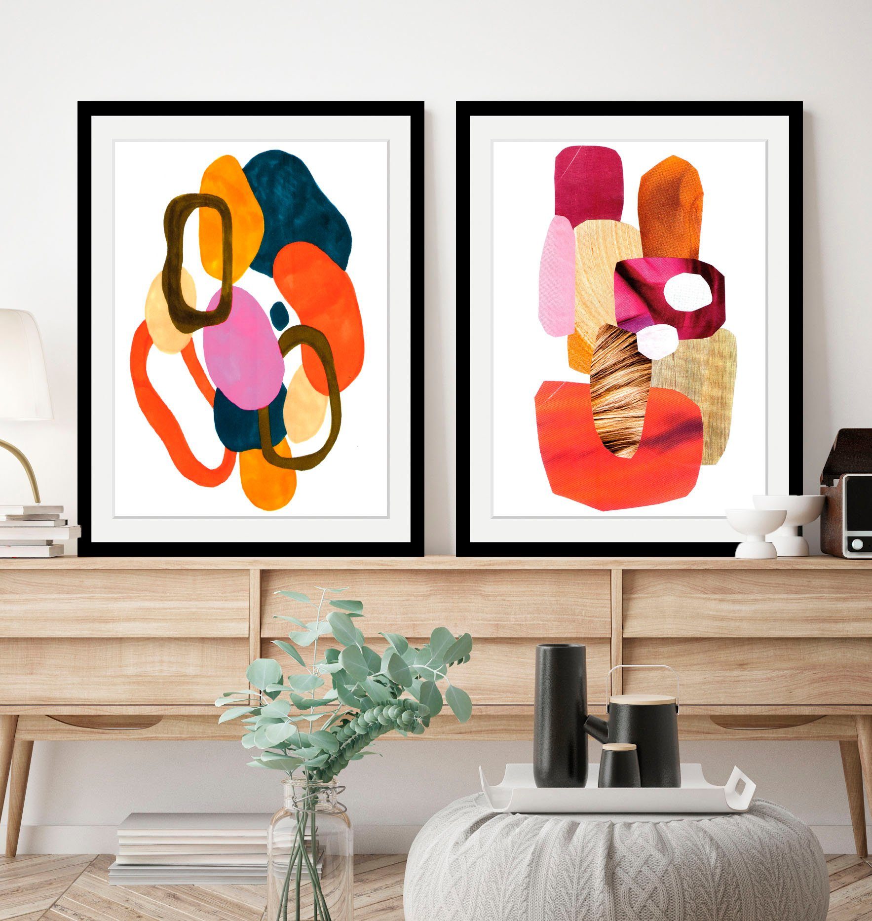 queence Wanddecoratie Joko HD premium posterdruk incl. houten lijst (1 stuk)