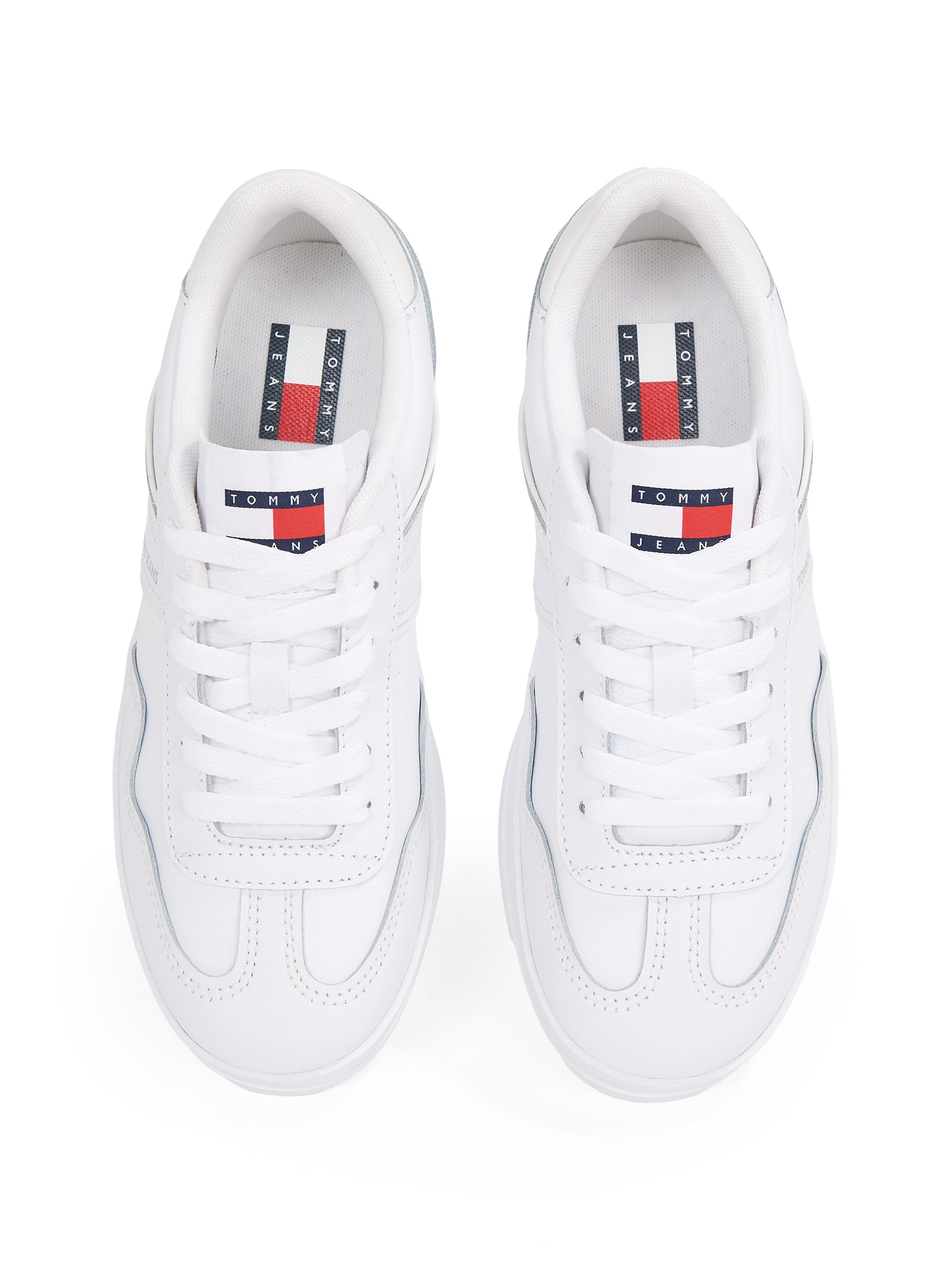 TOMMY JEANS Plateausneakers THE GREENWICH LEATHER , vrijetijdsschoen, lage schoen, veterschoen in basket-look