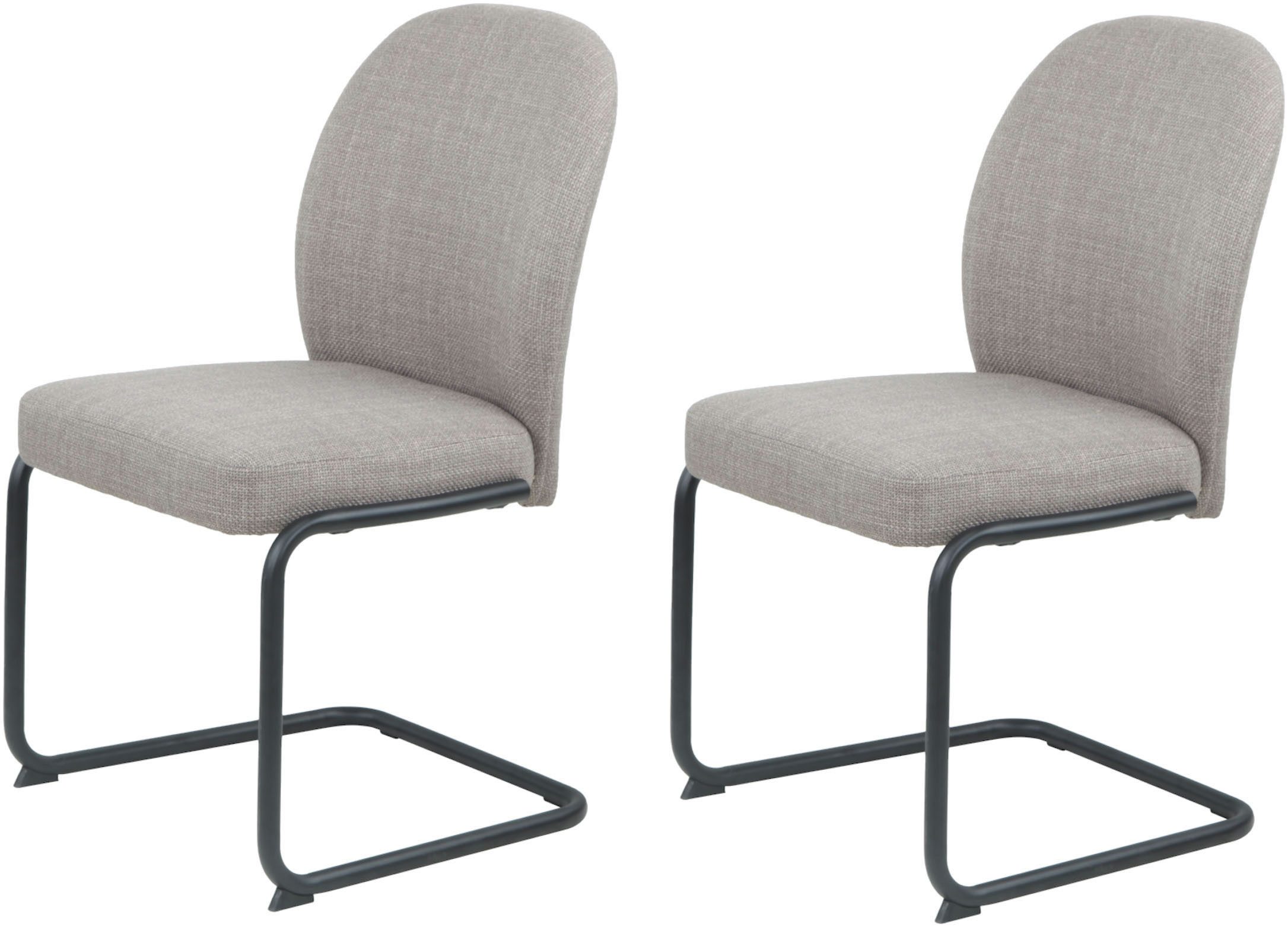 HELA Vrijdragende stoel KAREN Eetkamerstoel, ronde buisconstructie, gestoffeerd, geweven stof, schommelstoel (set, 2 stuks) zweefstoelen bruin