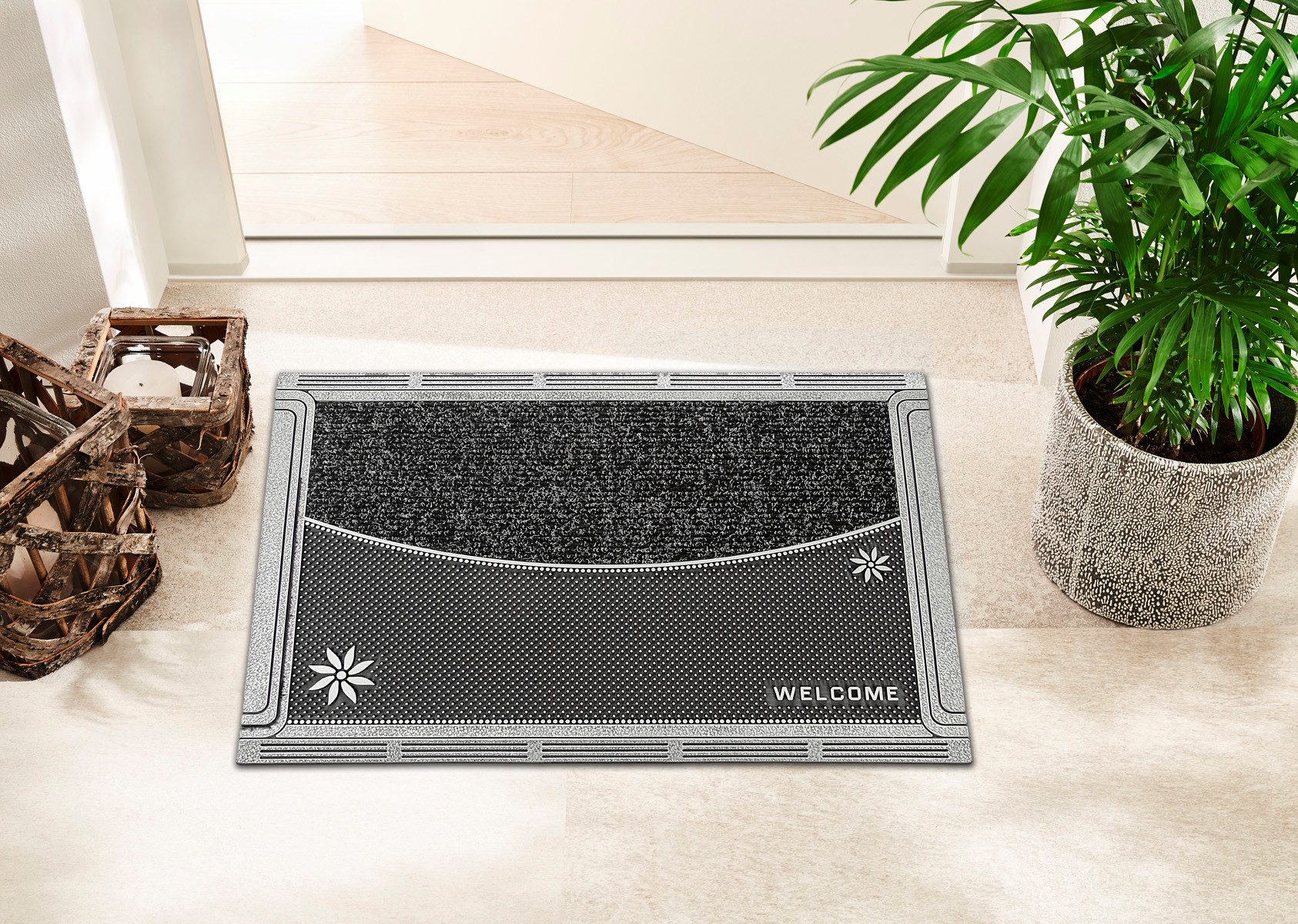 Home2Fashion Mat DualClean ST-XXL moderne vuilafstotende mat, met tekst, robuust, geschikt voor binnen en buiten