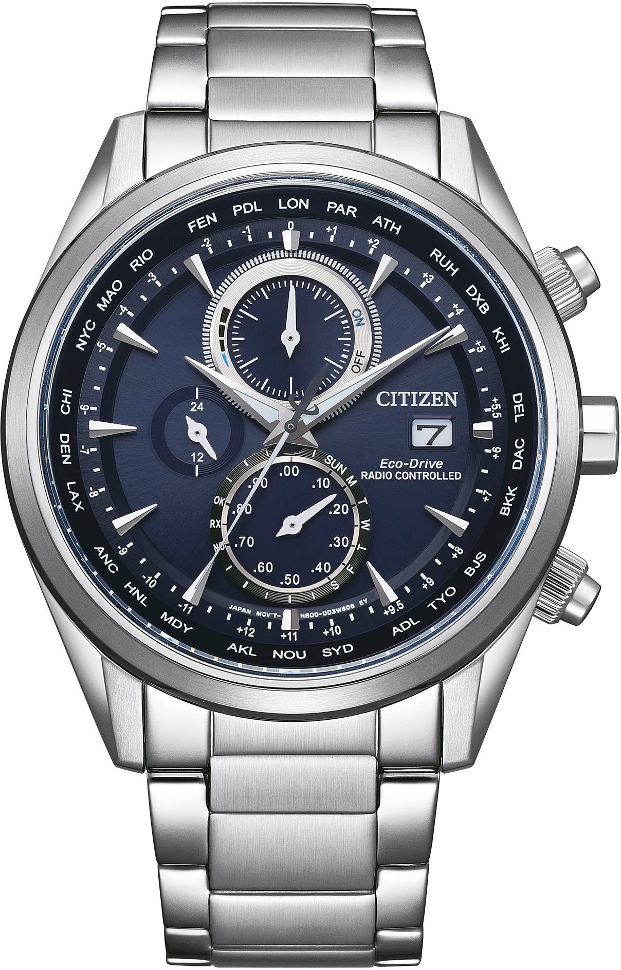 Citizen Multifunctioneel radiografisch horloge Polshorloge, herenhorloge, solar, leren band, saffierglas, datum