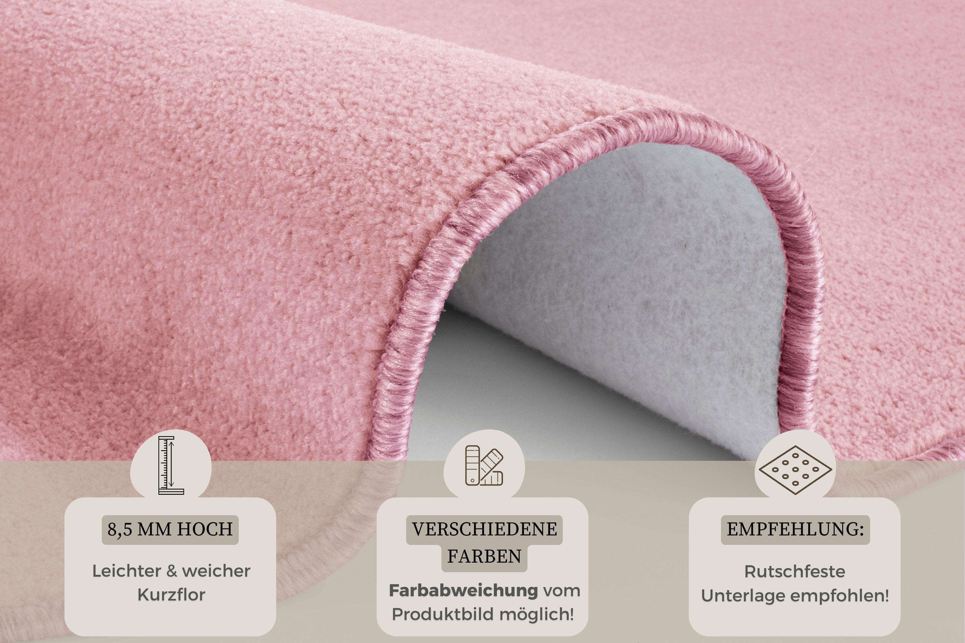 HANSE Home Vloerkleed Shashi Korte pool, unikleur, vloerkleed, zacht, eetkamer, kinderkamer, hal