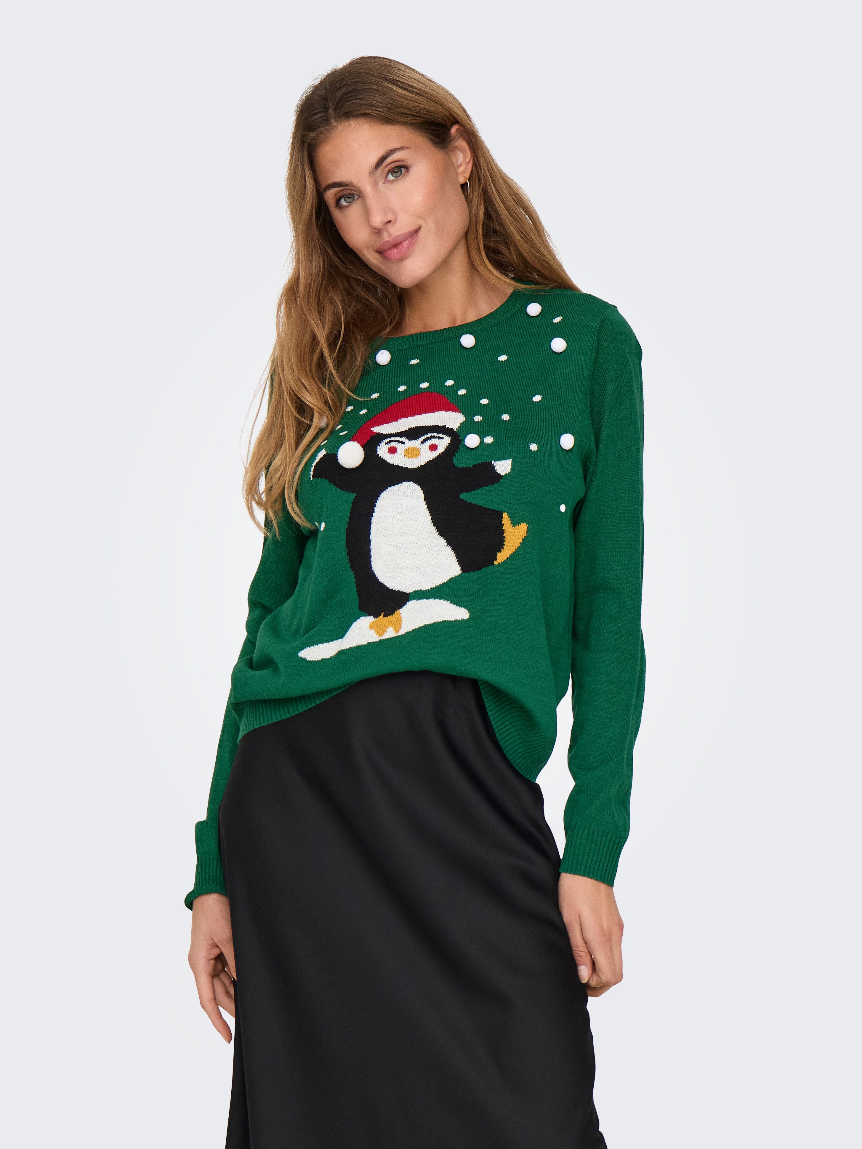 Only Kersttrui ONLXMAS LS O-NECK MIX DETAIL BOX KNT