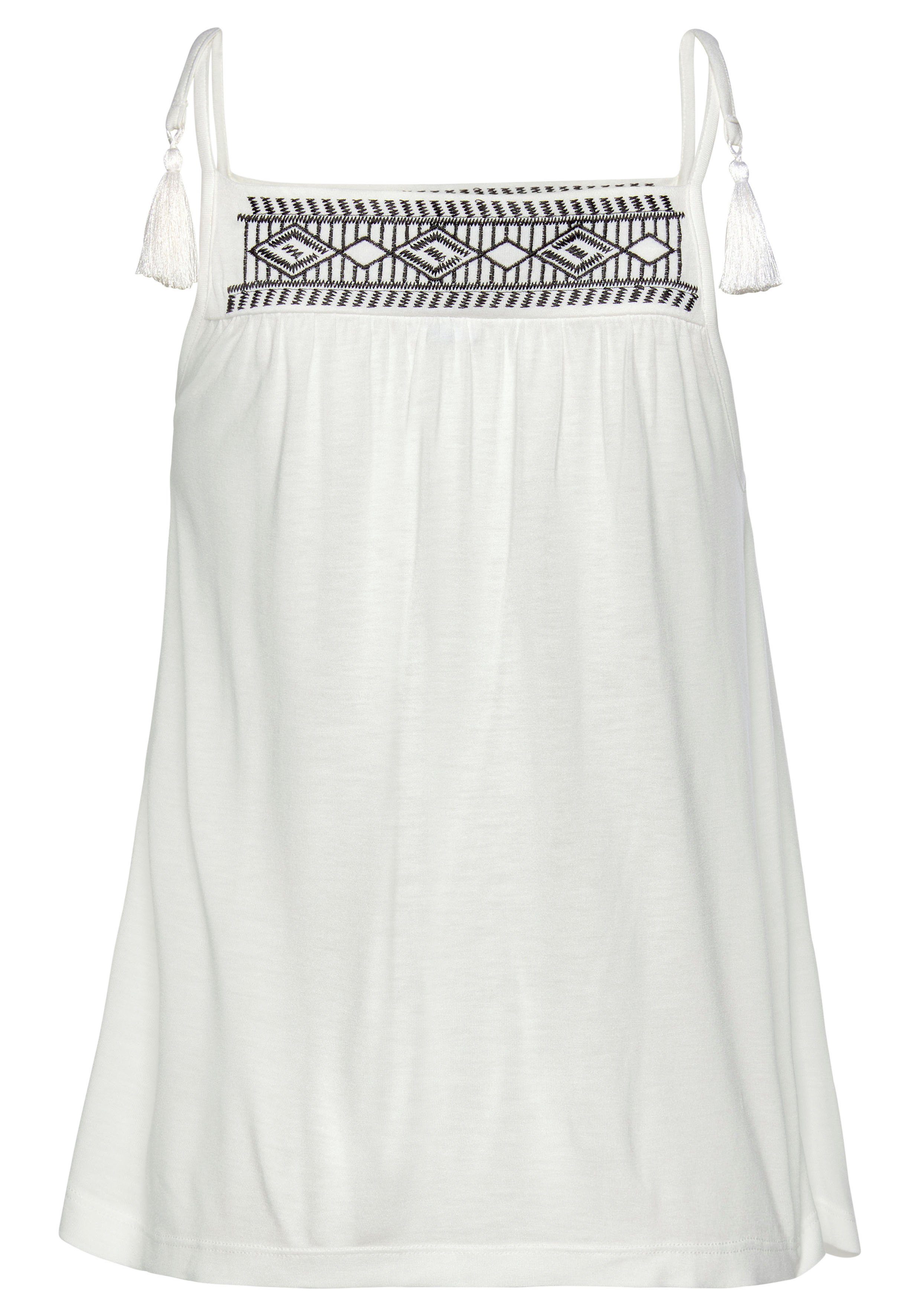 Lascana Top met borduurwerk, zomers top met strikbandjes