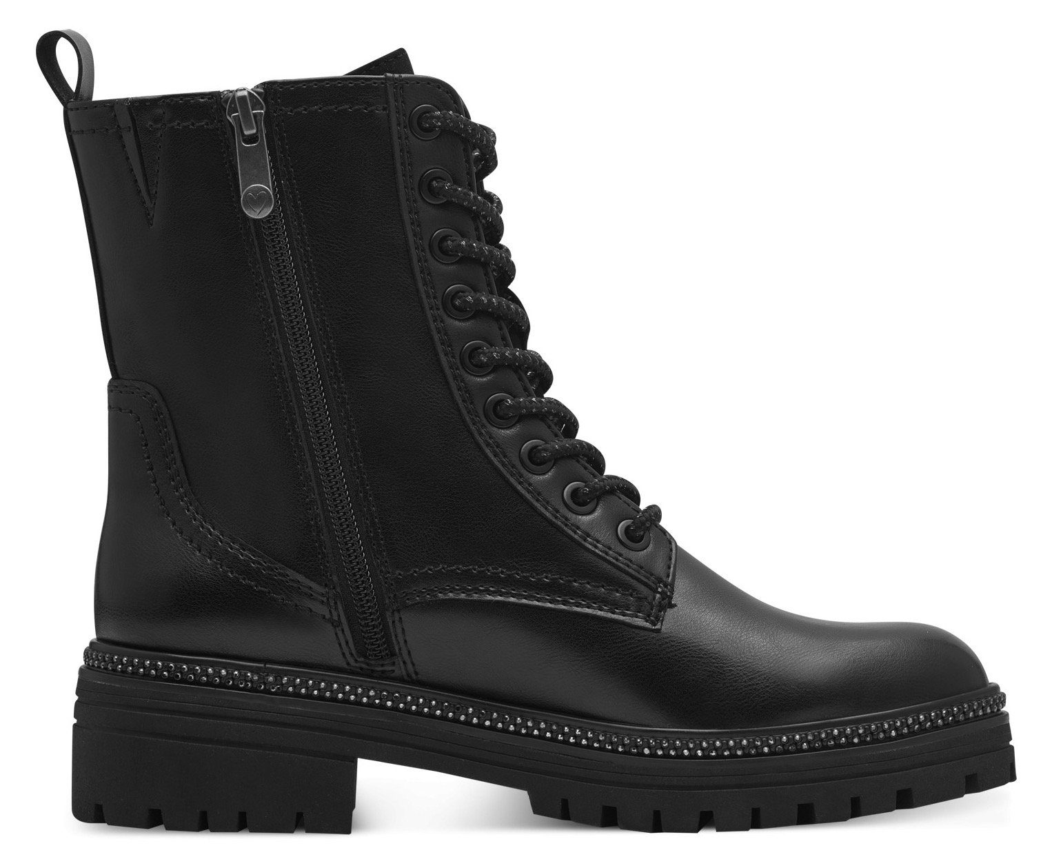 Marco Tozzi Veterlaarsjes FALLA blokhak, veterschoenen met studs aan de zoolrand