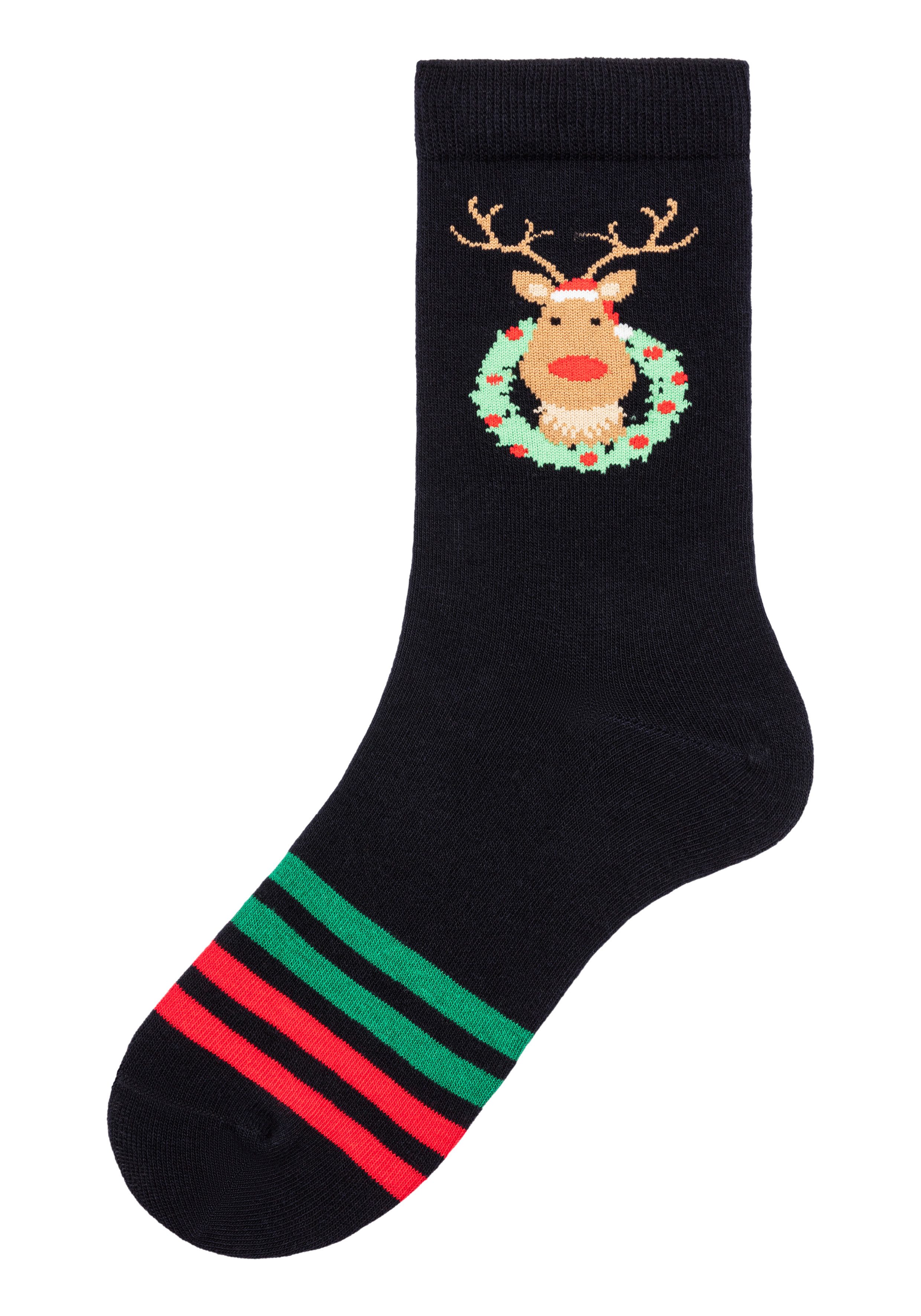 H.I.S Basic sokken Kerstsokken met kerstachtige motieven (set 3 paar)