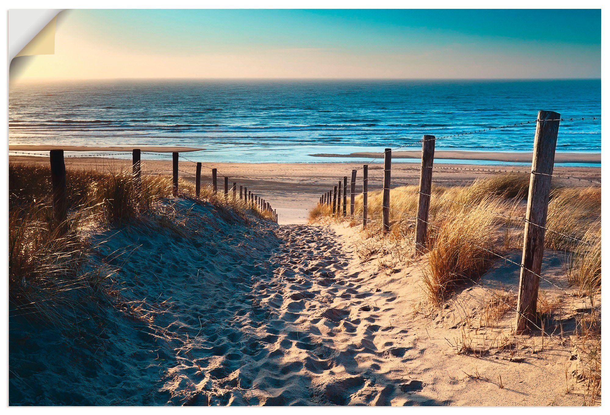 Artland Artprint Weg naar het Noordzeestrand zonsondergang als artprint van aluminium, artprint voor buiten, artprint op linnen, poster, muursticker