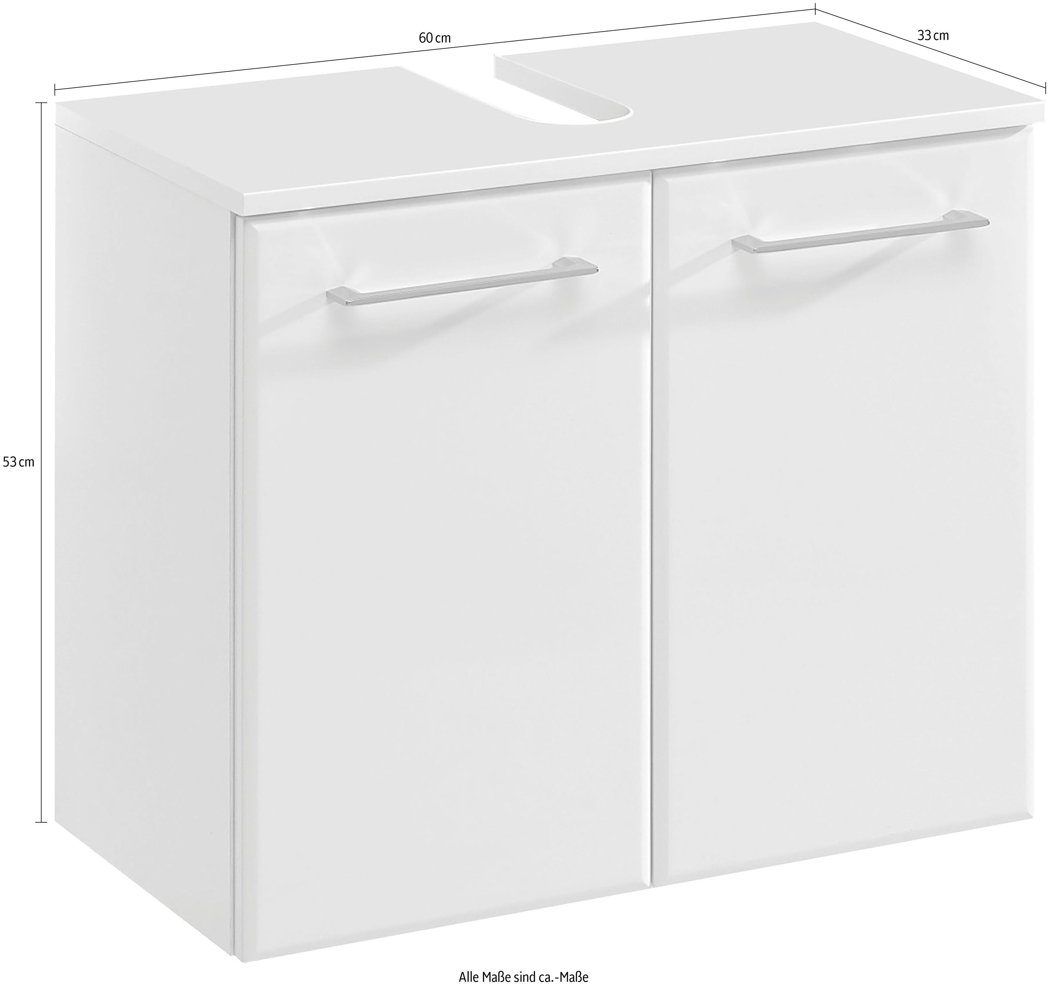Saphir Wastafelonderkast Quickset 376 Onderkast, wit hoogglans, 2 deuren Wastafel kast inclusief deurdemper, 60 cm breed, zonder wastafel