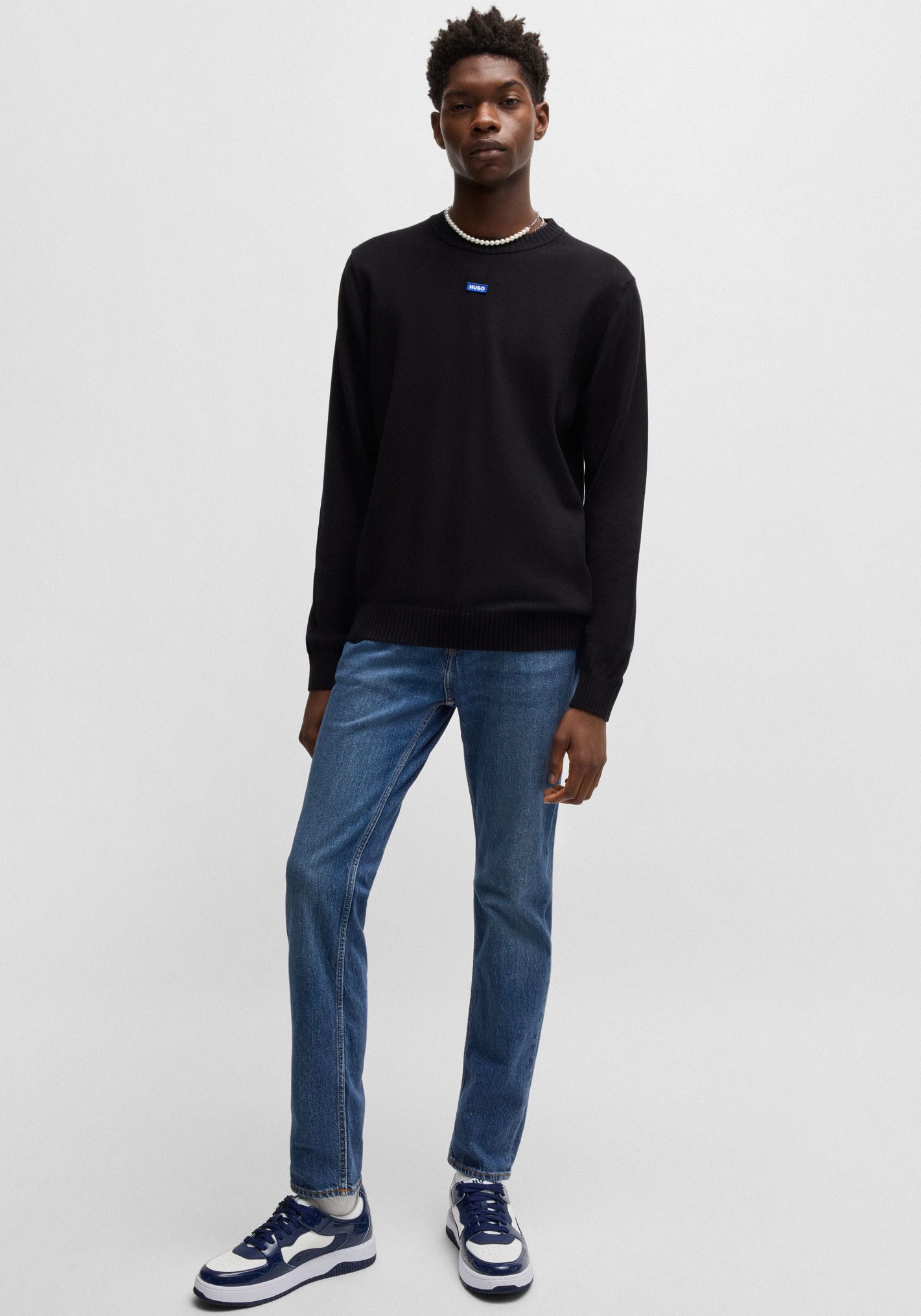 HUGO Blue Slim fit jeans Ash met stone-washed-finish