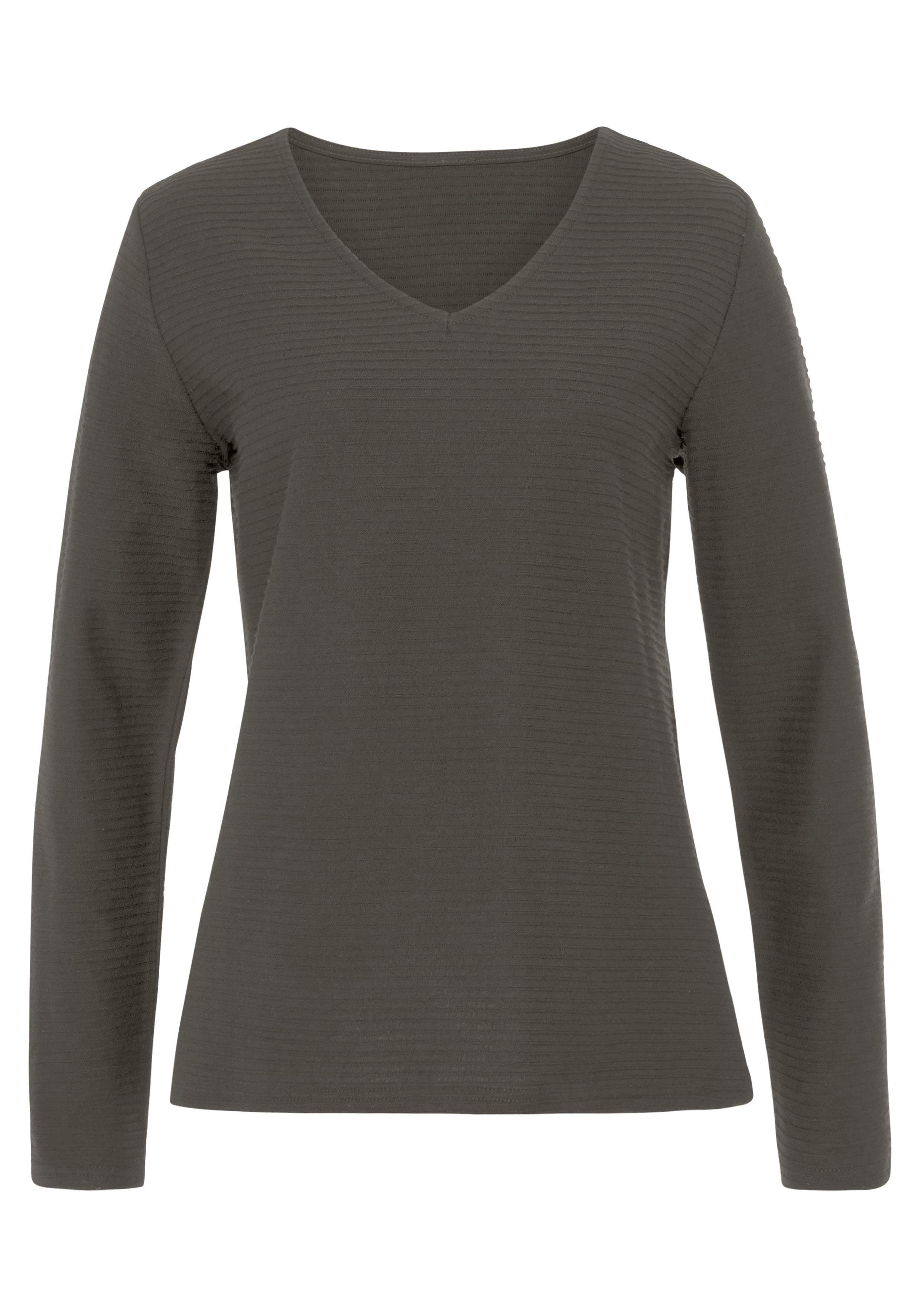 Lascana Shirt met lange mouwen Met streepstructuur in een zachte katoenkwaliteit (1-delig)