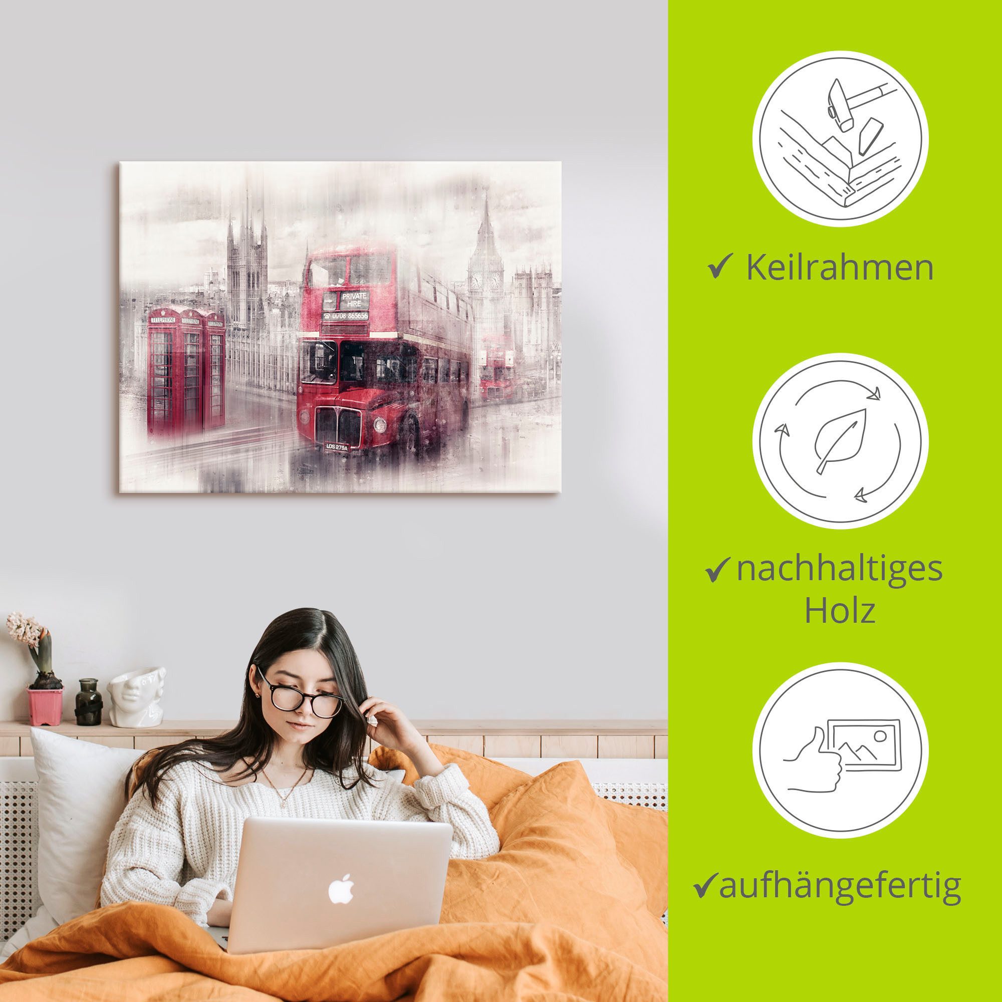 Artland Artprint Londen Westminster collage als artprint op linnen, poster in verschillende formaten maten