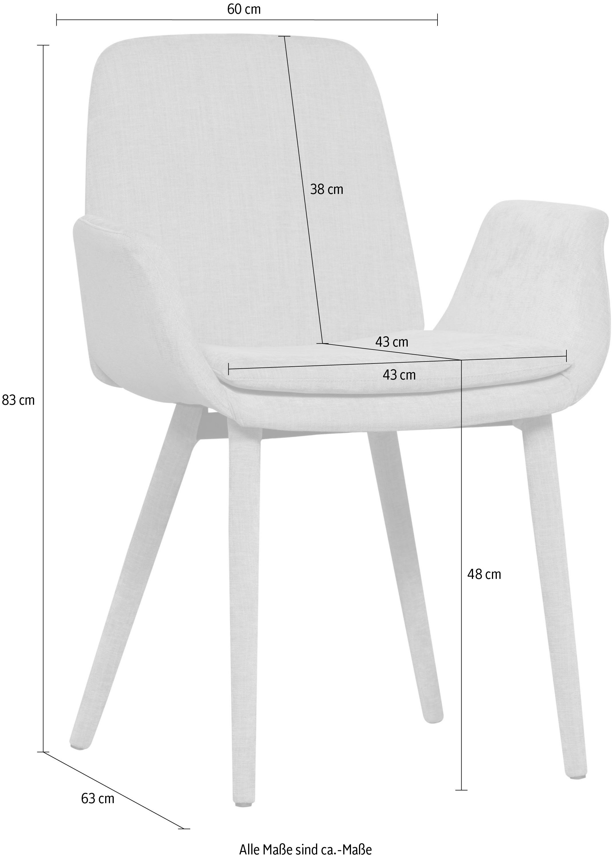 WOOOD Eetkamerstoel Curve met gevoerde poten, hoogte 83 cm (set, 2 stuks)