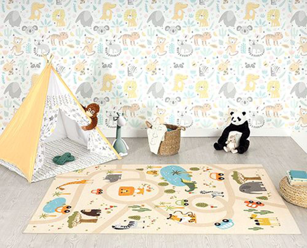 The carpet Vloerkleed Happy Life Life kinderkamer tapijt speelkleed onderhoudsvriendelijk