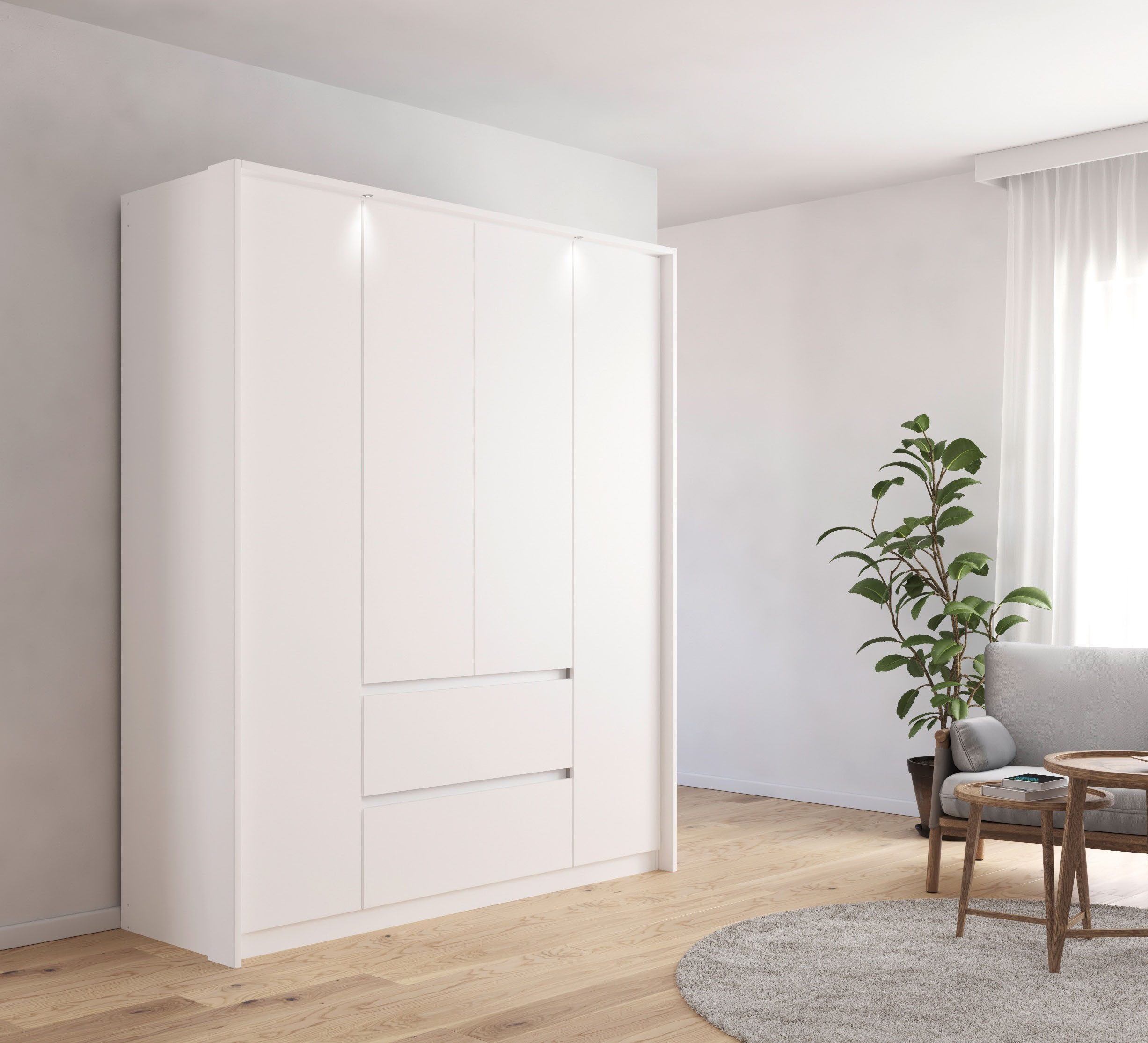 rauch Draaideurkast Mainz met passe-partout optioneel met verlichting, buitendeuren met push-to-openfunctie