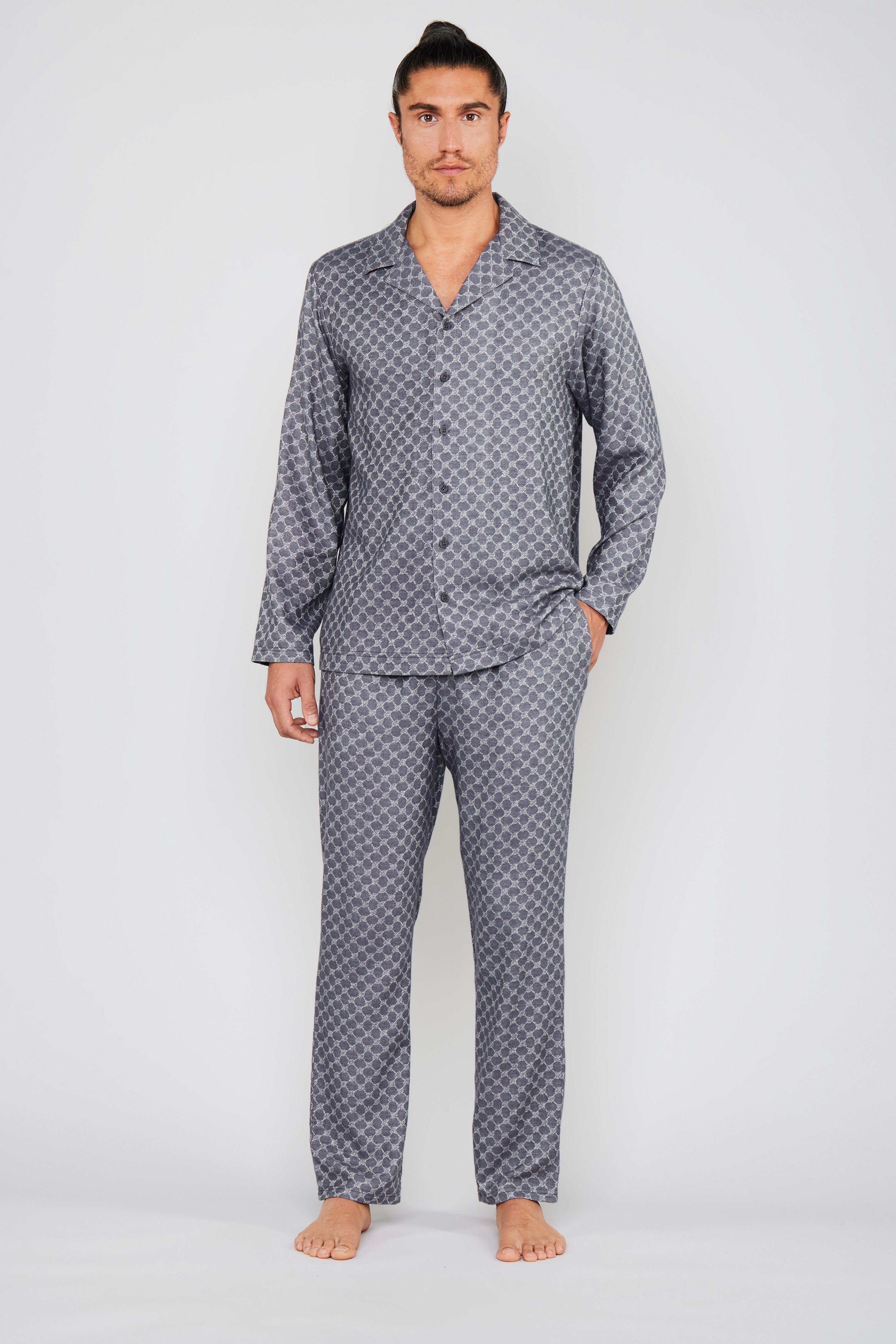 Marc O'Polo Pyjamabroek Relax Katoen-viscosemix, cornflower-design, regular fit