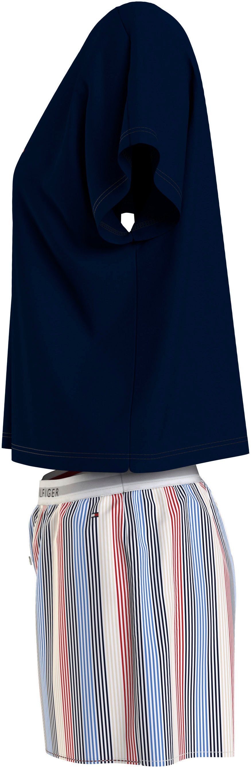 Tommy Hilfiger Underwear Shortama SS PYJ SET WOVEN Shirt effen, shorts bedrukt (set, 2-delig, Shirt + short)