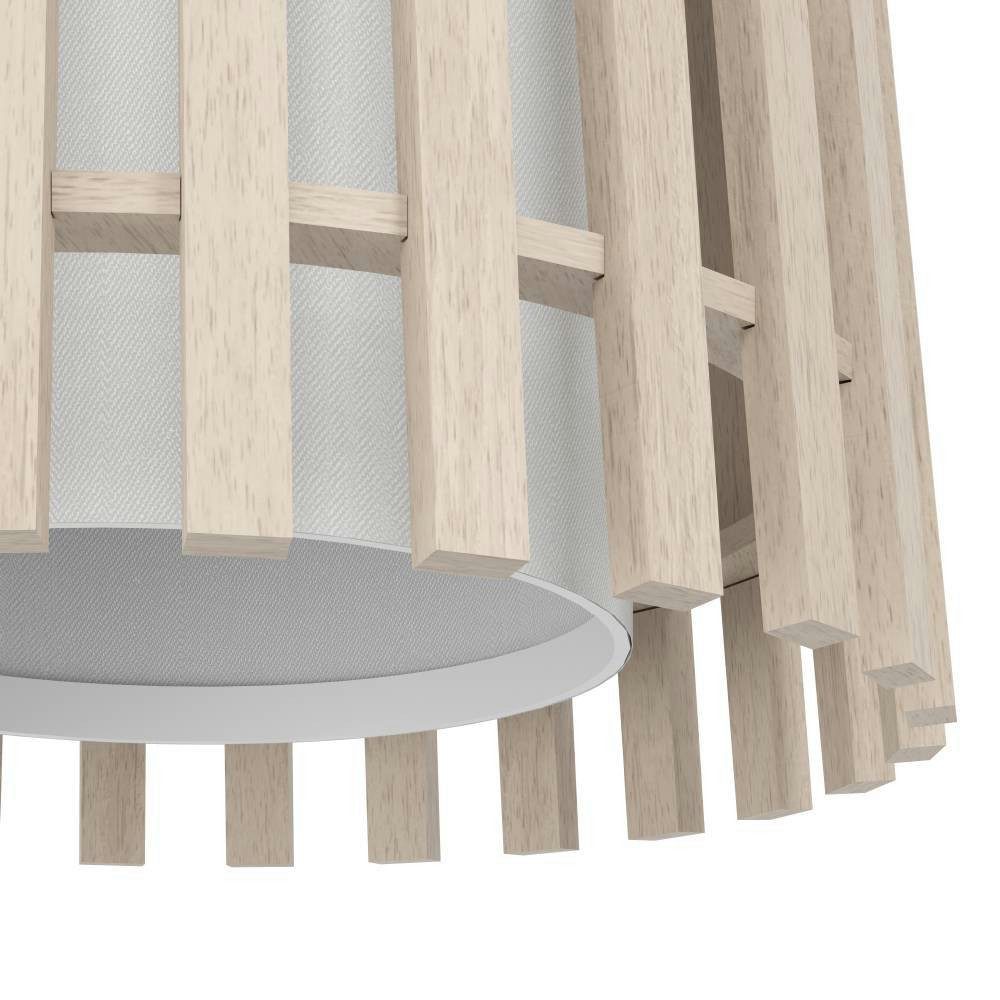 EGLO Hanglamp FATTORIA Hanglamp, hout, textiel in wit, metaal in zwart, E27, Ø 20 cm (1 stuk)
