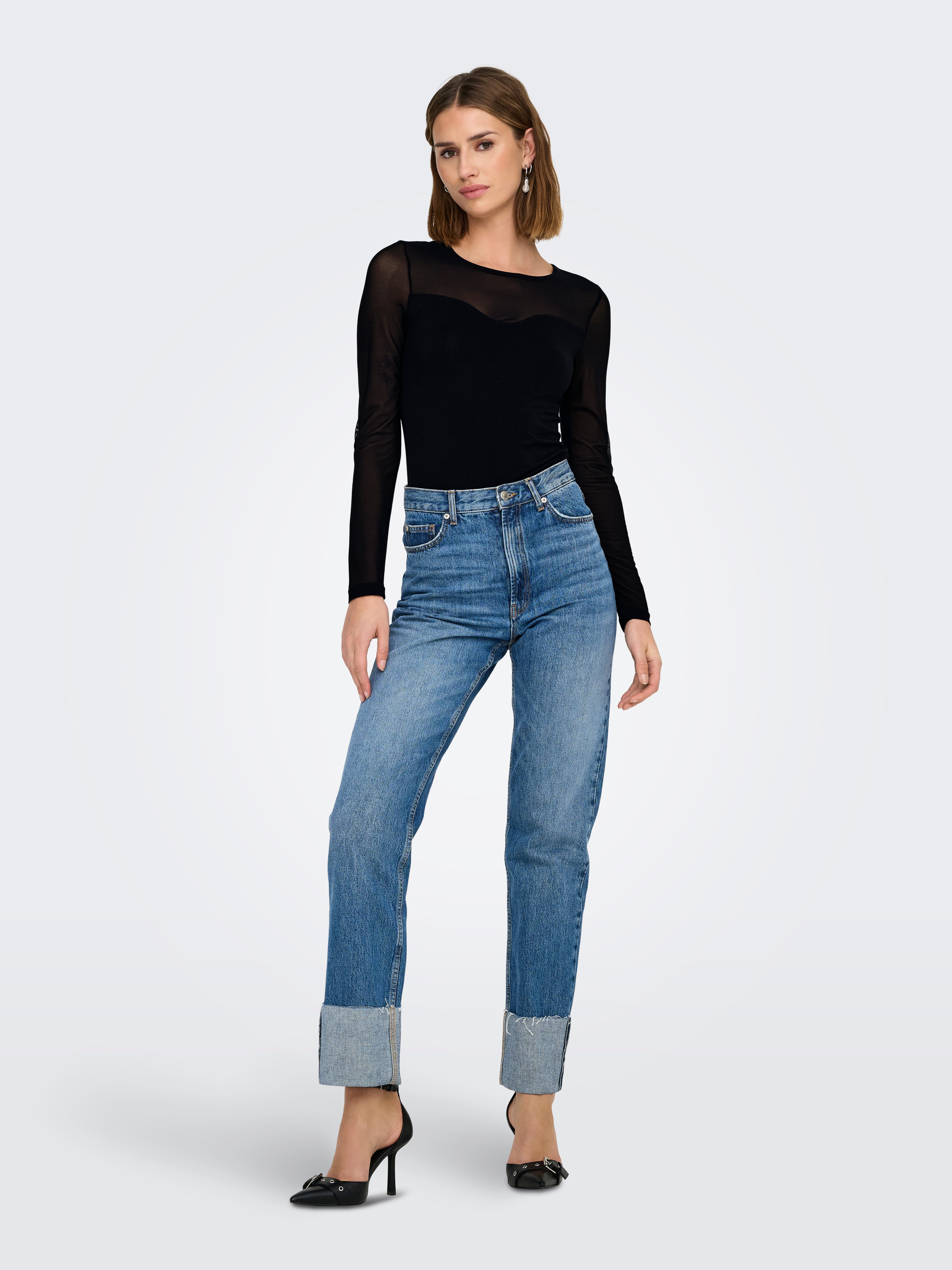 Only Kanten shirt ONLSABINA L/S O-NECK MIX TOP BOX JRS