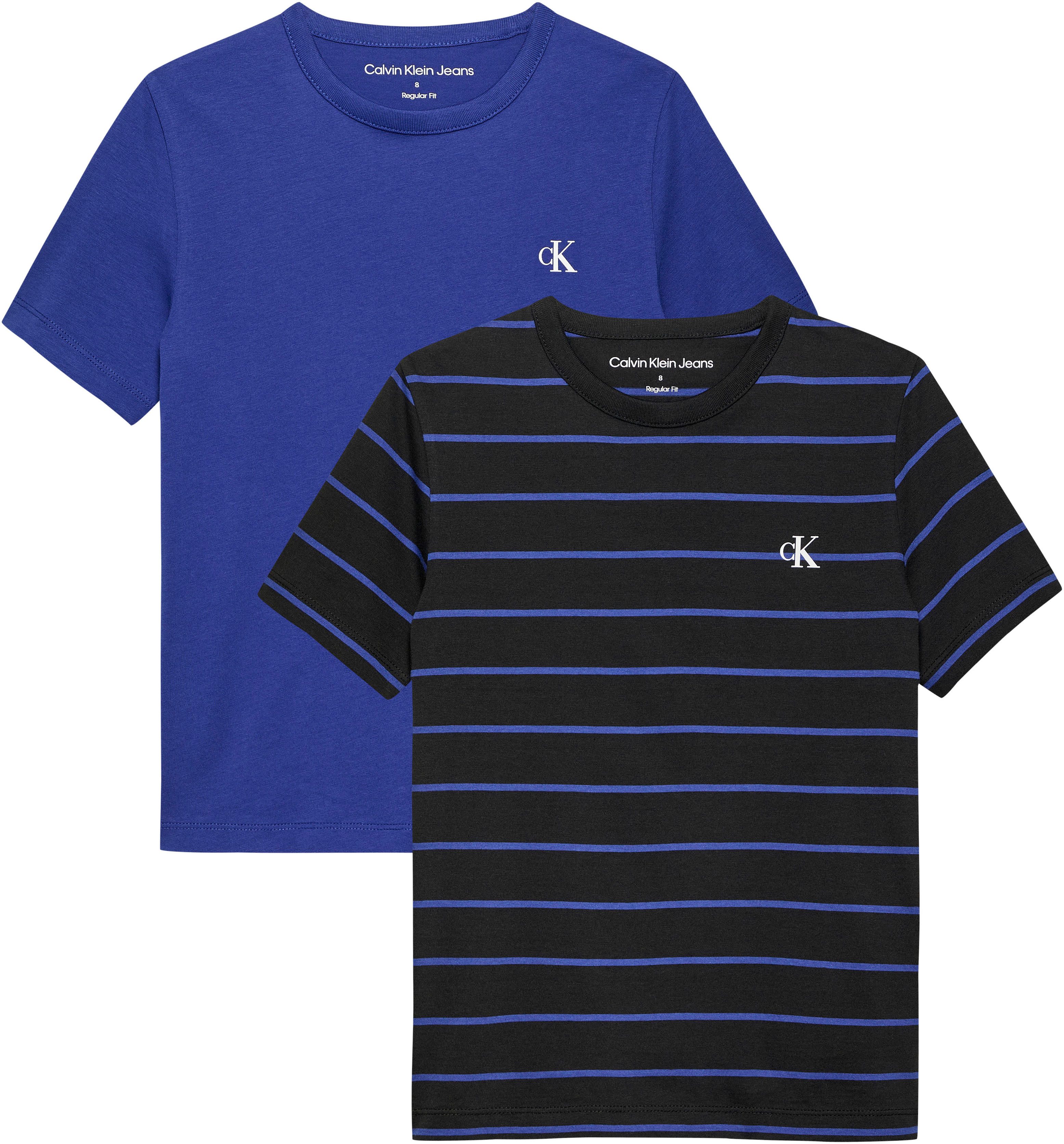 Calvin Klein T-shirt Striped 2P Reg. T-Shirt voor kinderen tot 16 jaar en met logo-patch