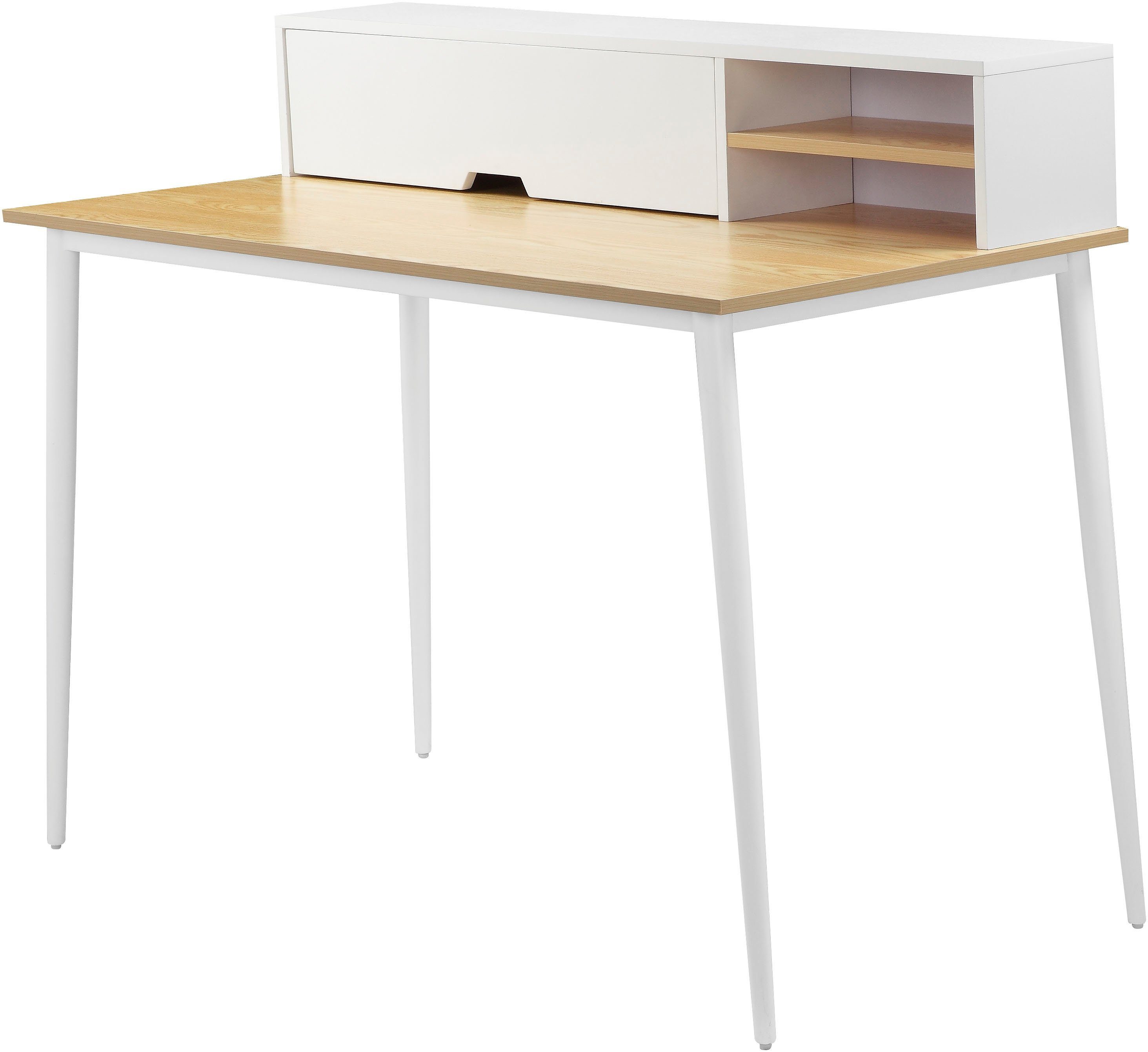 andas Bureau GRAVA Breedte 120 cm, bureau-opzetkast, kabeldoorvoer achter de klep