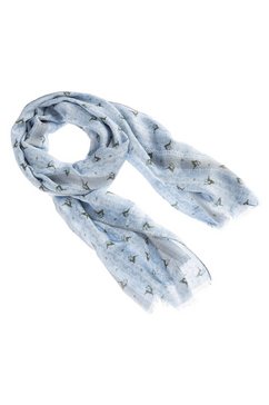 luise steiner sjaal dames, met een hertmotief en franje (1 stuk) blauw