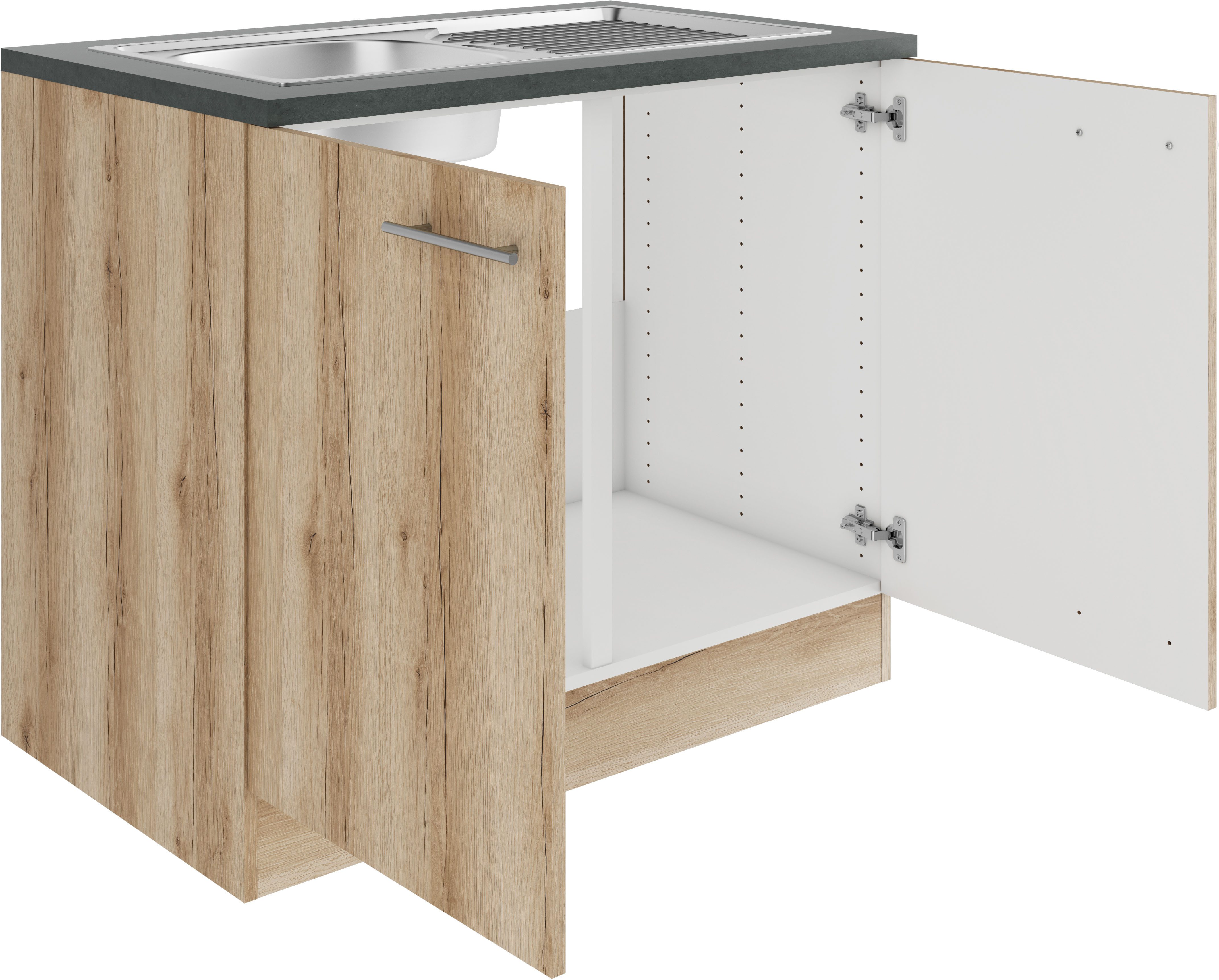 OPTIFIT Gootsteenkast Bella Breedte 100 cm, met roestvrijstalen inbouwspoelbak
