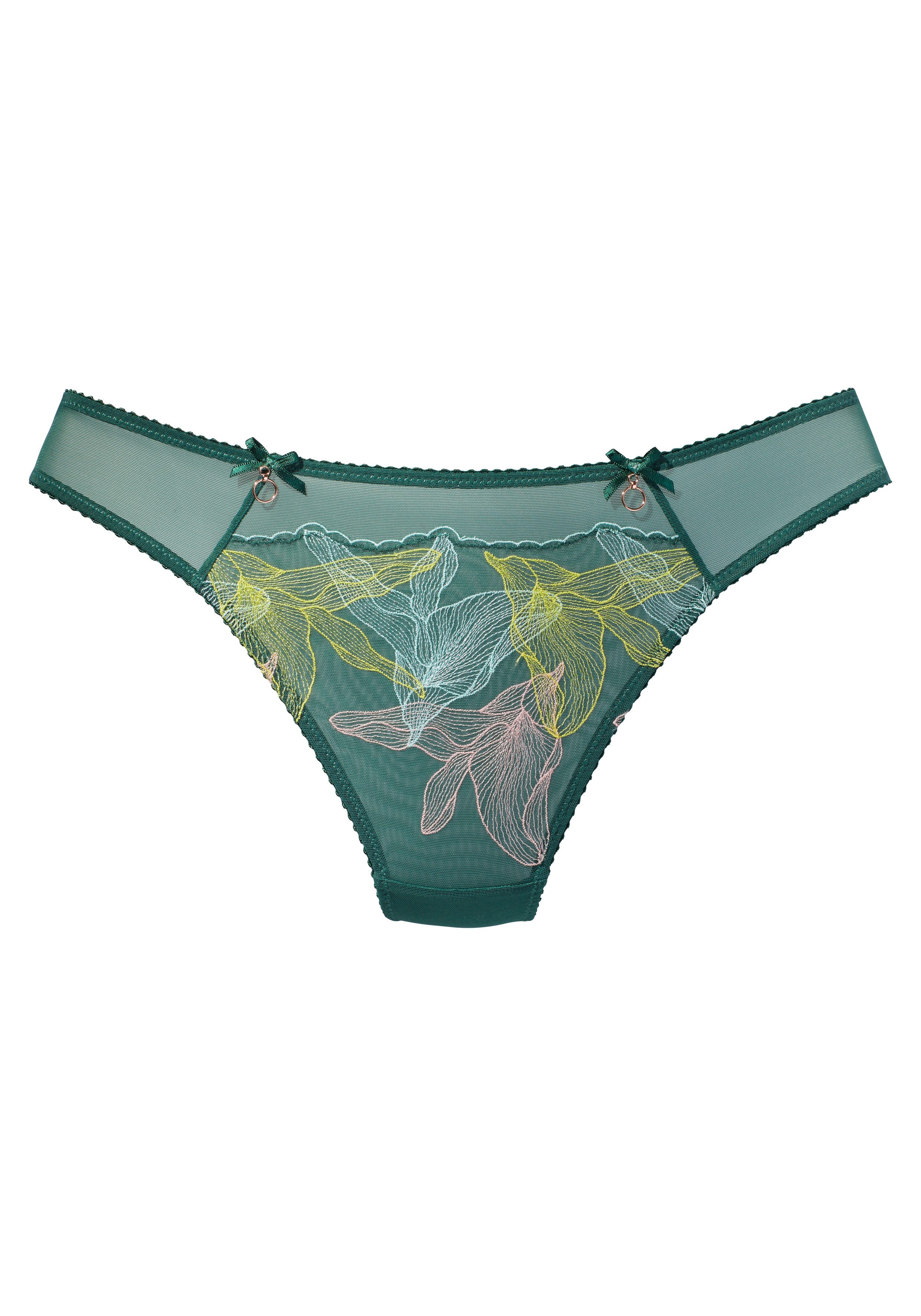 Lascana String van mesh met delicate borduursels