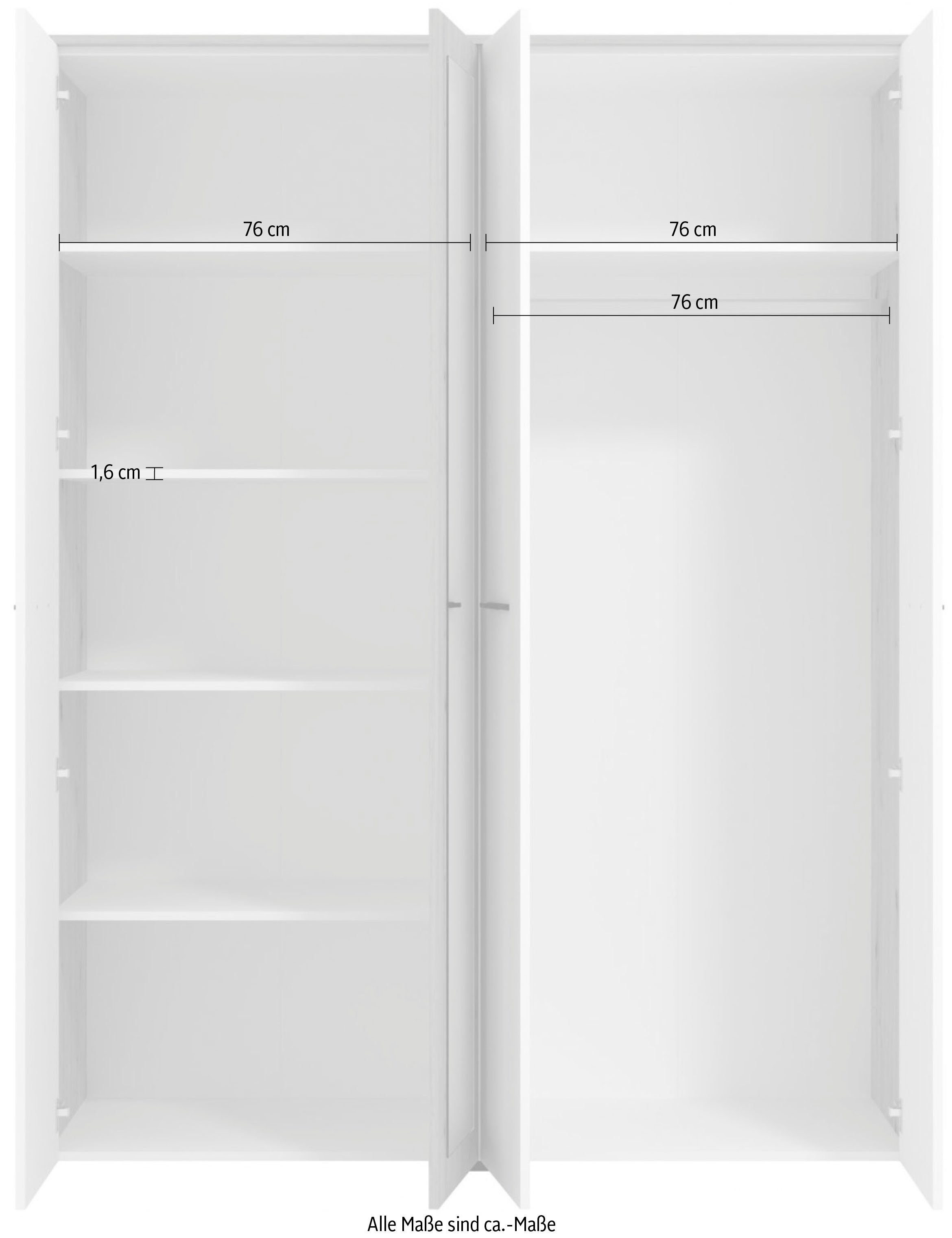INOSIGN Kledingkast Varadero, 2 moderne kleurcombinaties met zwarte handgrepen met 1 spiegeldeur, in de breedtes 119 en 157 cm, fsc-gecertificeerd