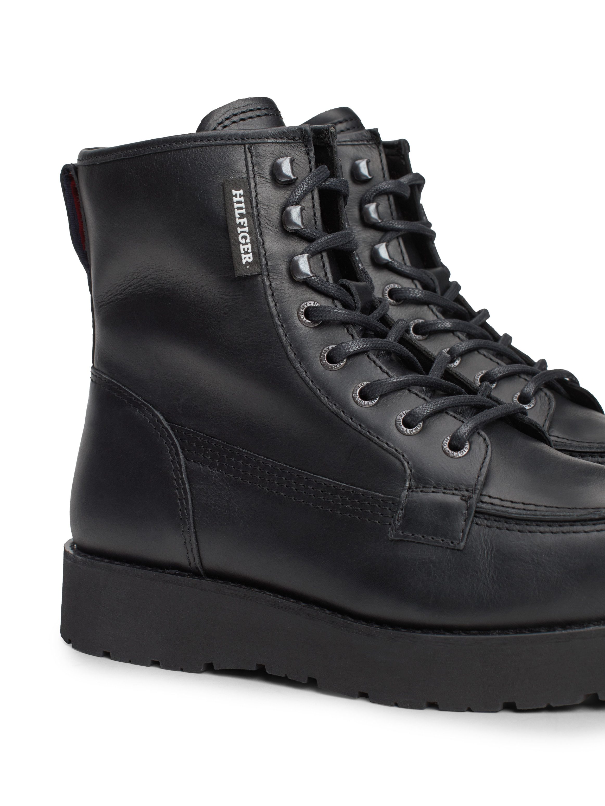 Tommy Hilfiger Veterschoenen TH AMERICAN PREM CHECK LTH BOOT , plateau, herfstmode, veterschoenen met label