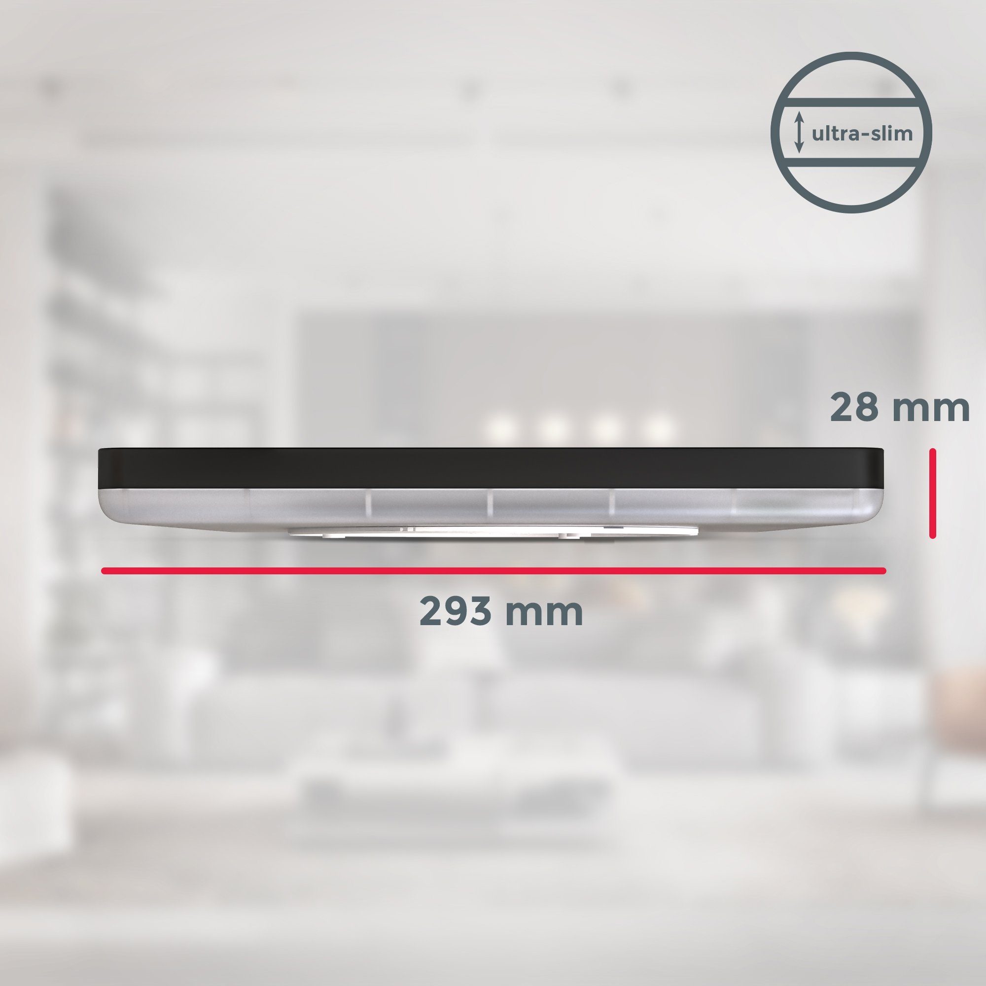 B.K.Licht Scherm Plafondlamp, 18 Watt, ultra-dun, indirect licht, neutraal wit