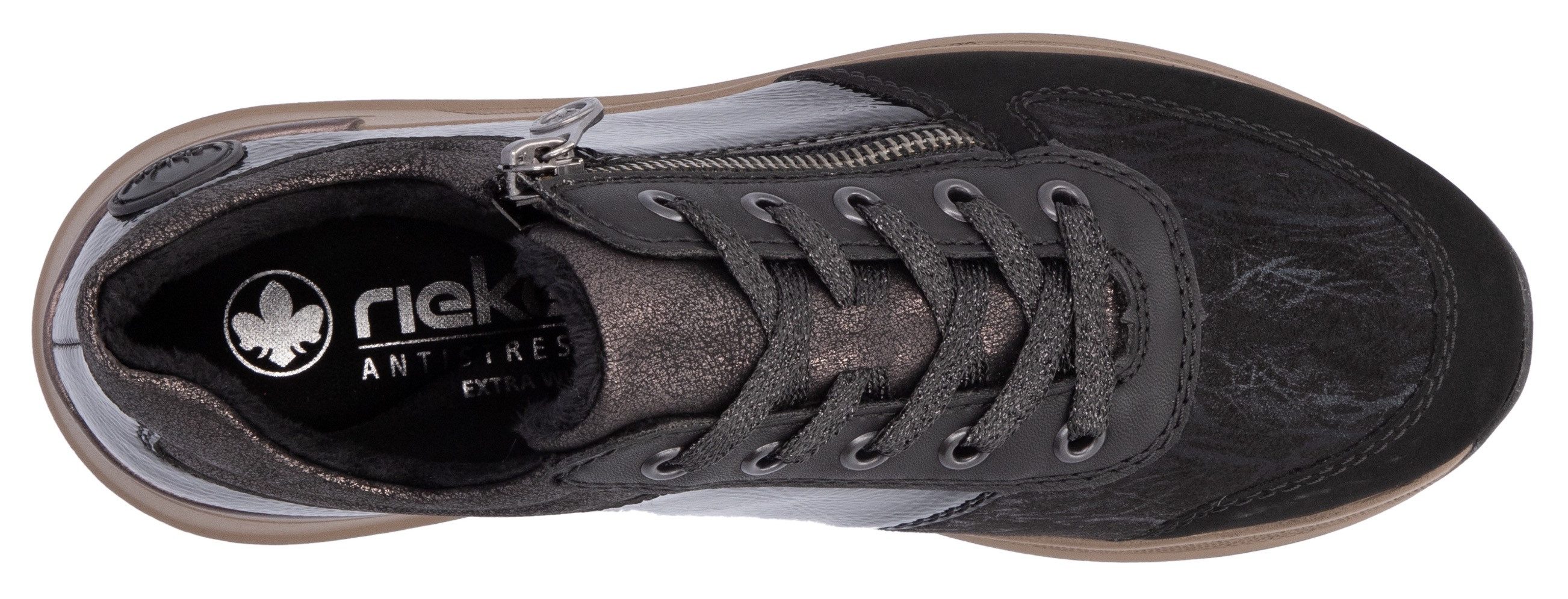 Rieker Sneakers , vrijetijdsschoen, lage schoen, veterschoen met zijrits