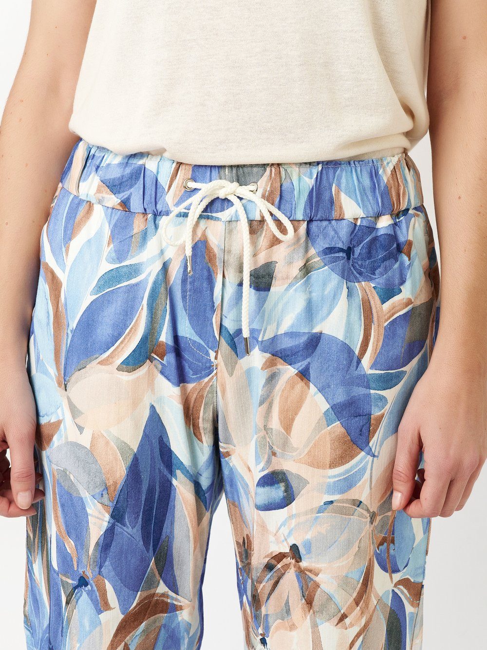 TONI 3/4 broek Pia met wijde pijpen, van zomerse kwaliteit met linnen