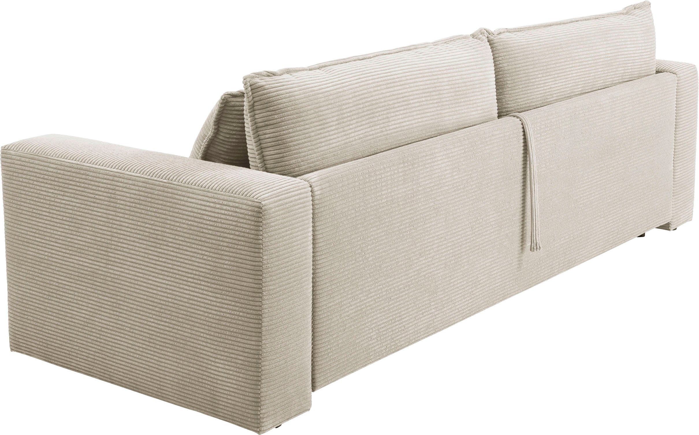 Places of Style 3-zitsbank PIAGGE Cord-bekleding - met slaapfunctie en bedkist, met praktische topmatras
